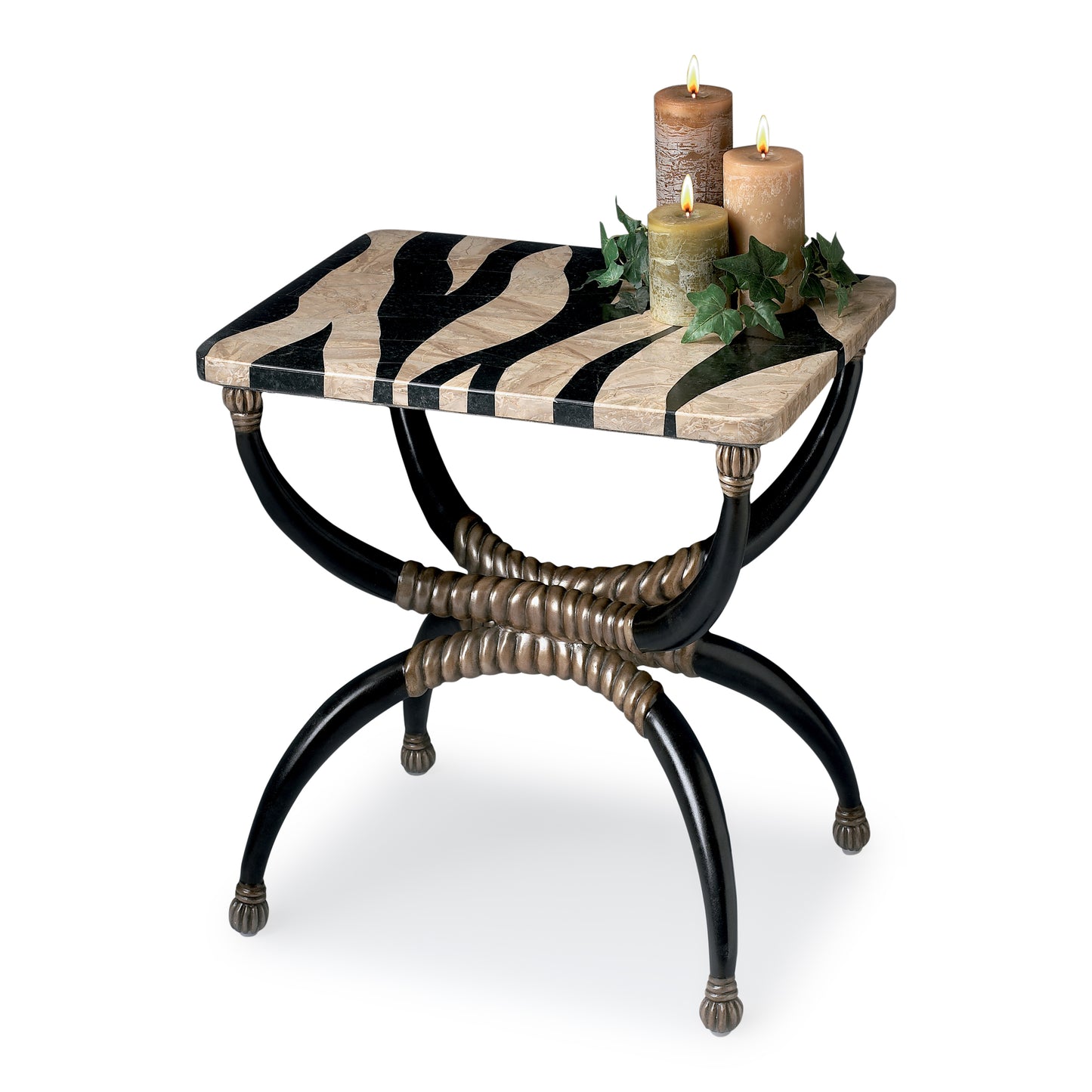 Butler Specialty Company Burundi 16 in. W Rectangular Fossil Stone Side Table, Multi-Color
