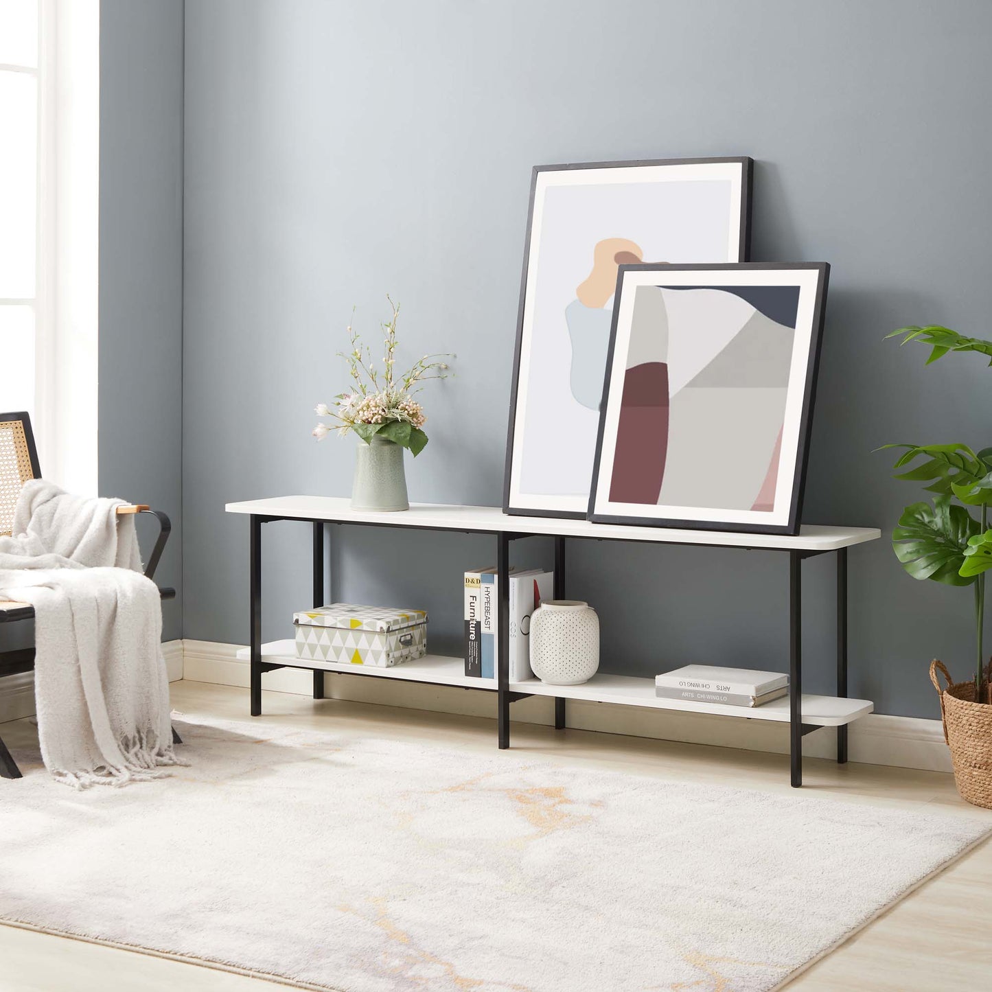 Manhattan Comfort Celine Modern Side Table Console in White 25555-WH