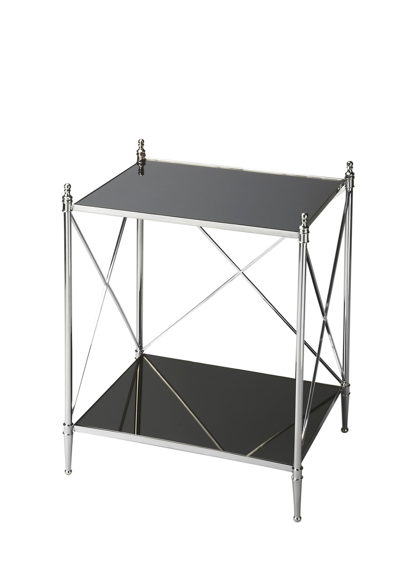 Butler Specialty Company Deidre 20.5 in. W Rectangular Glass and Metal End Table, Multi-Color