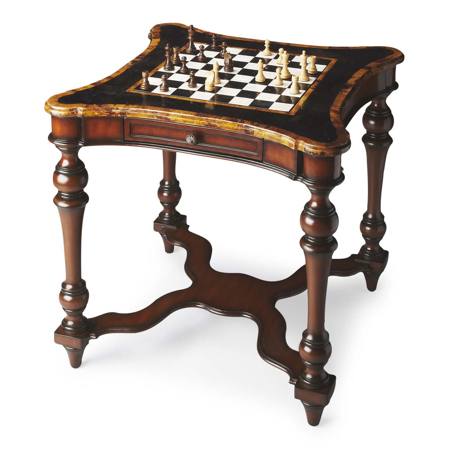 Butler Specialty Company Enrique 28 in. W Square Stone and Wood Traditional Game Table, Assorted