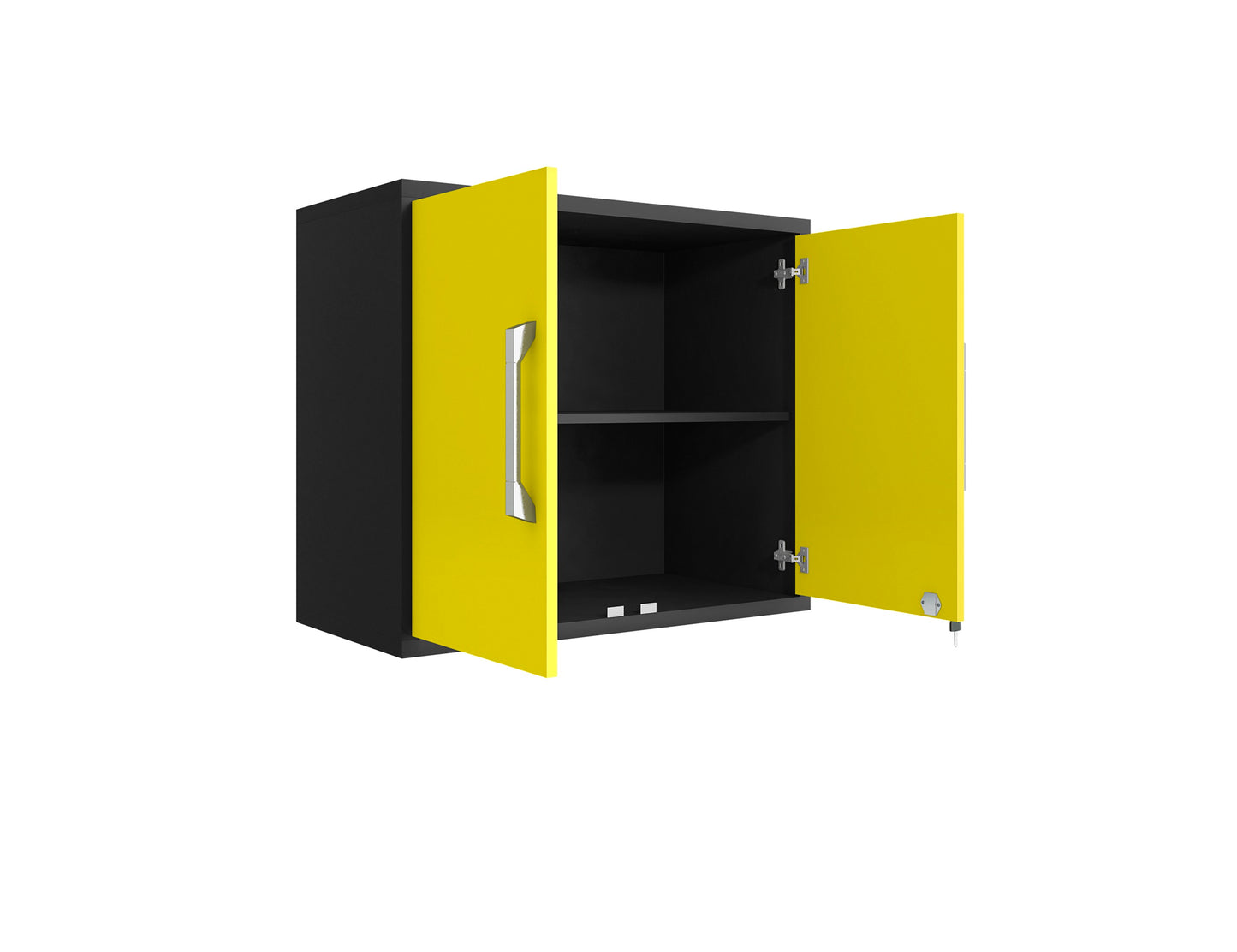 Manhattan Comfort Eiffel 3-Piece Storage Garage Set in Matte Black and Yellow 3-255BMC84