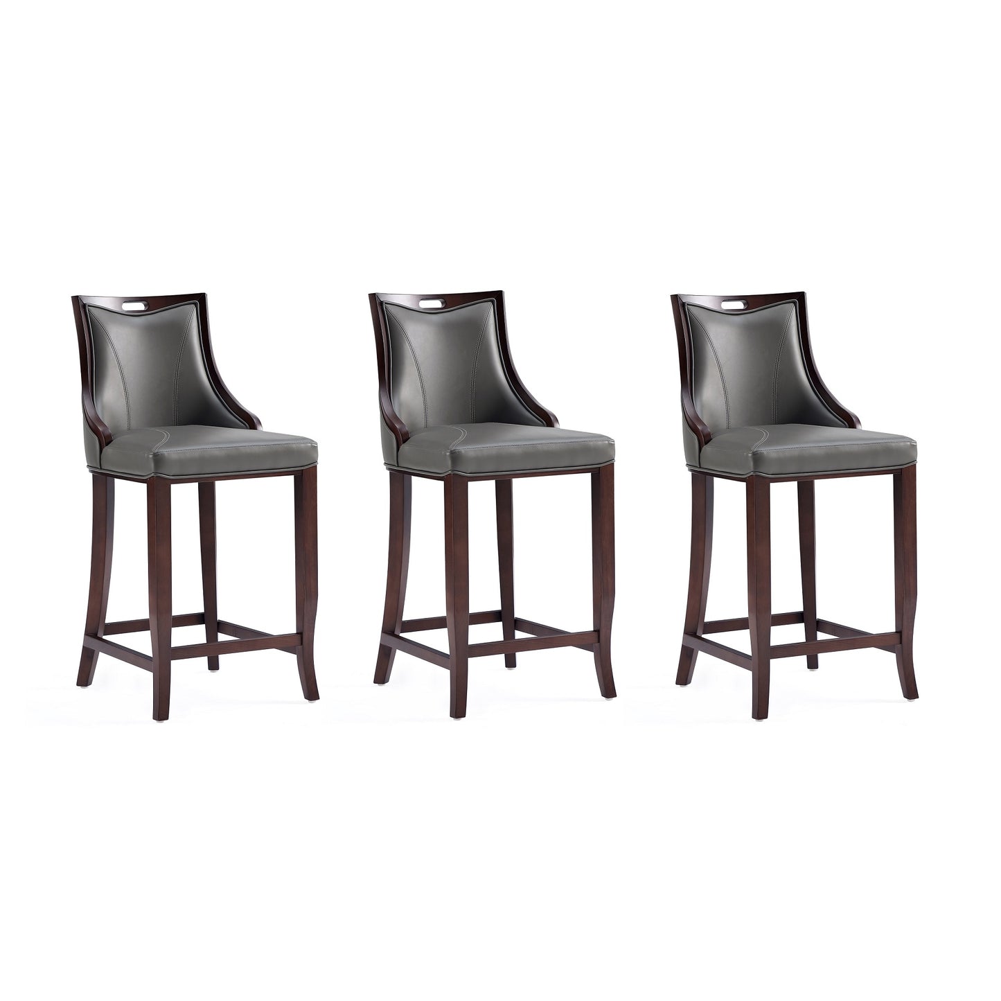 Manhattan Comfort Emperor 41 in. Walnut Beech Wood Bar Stool (Set of 2 or 3)