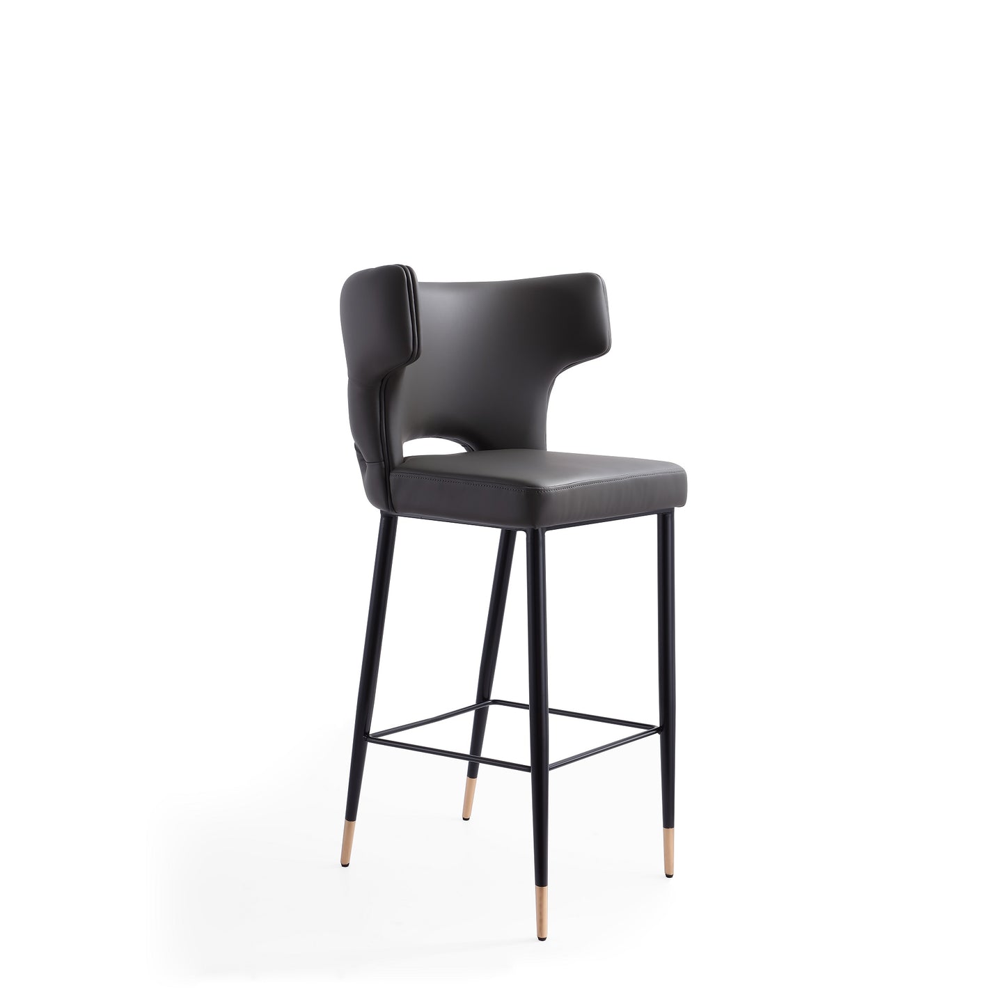 Manhattan Comfort Holguin 41.34 in. Grey, Black and Gold Wood Barstool (Set of 3) 3-BS011-GY