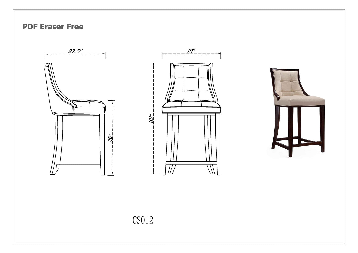Manhattan Comfort Fifth Avenue Faux Leather Counter Stool in Light Grey (Set of 3) 3-CS012-LG