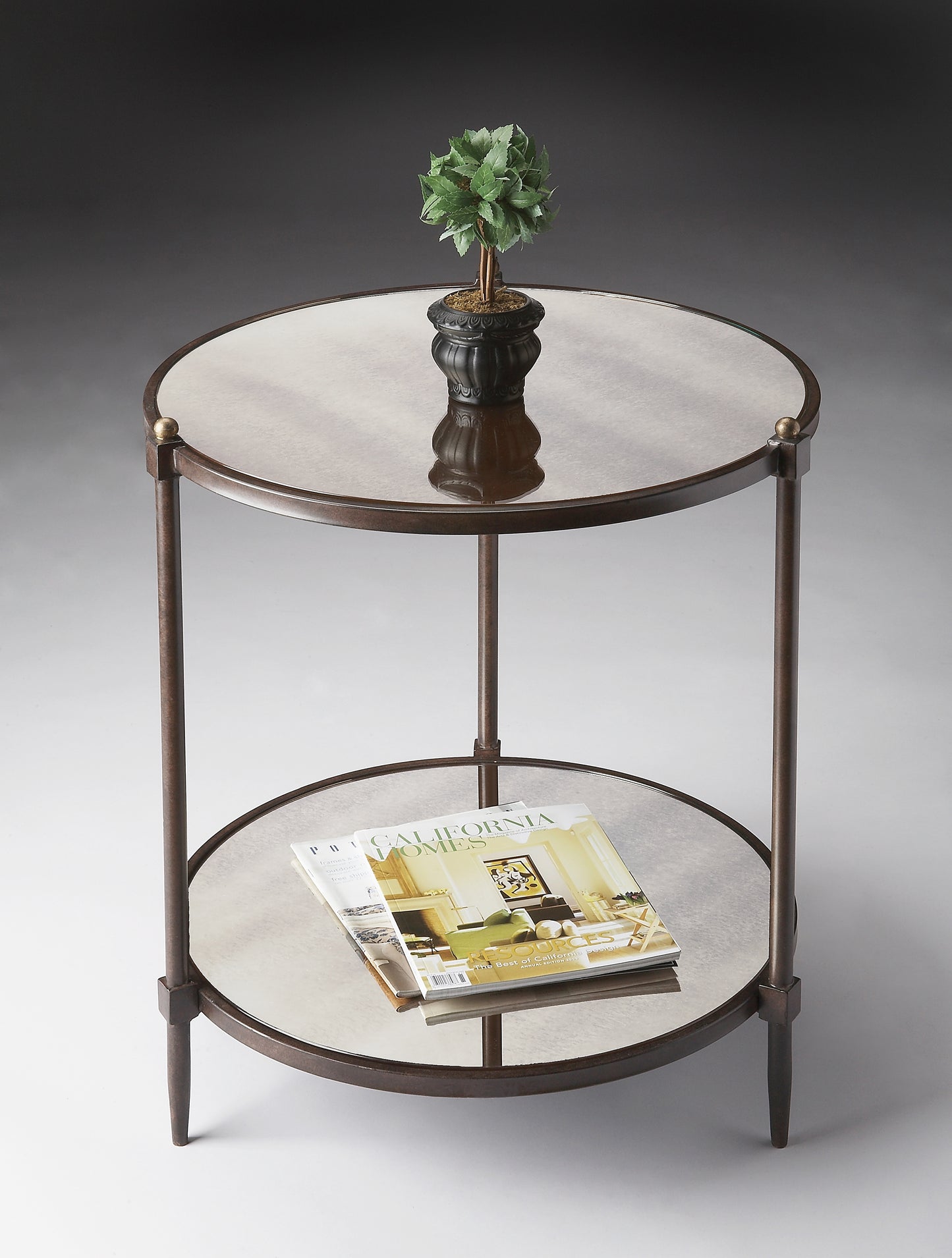Peninsula Mirrored Side Table in Gray 3048025