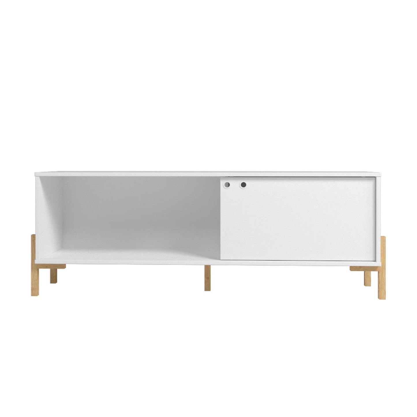 Manhattan Comfort Bowery 55.12 TV Stand with 2 Shelves in White and Oak 306AMC157
