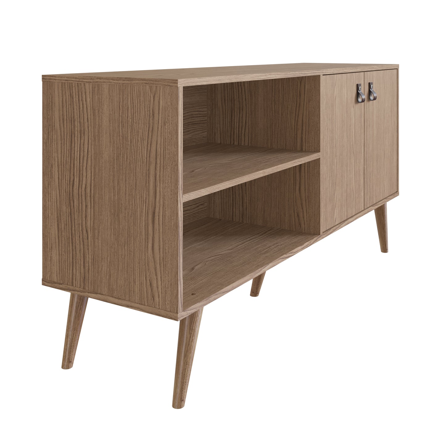 Manhattan Comfort Amber 53.7" TV Stand with Faux Leather Handles in Nature 308GFX4