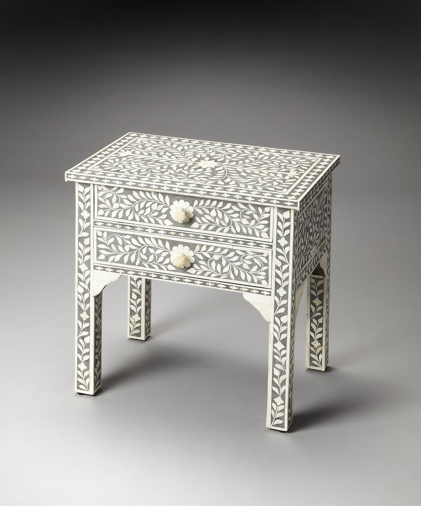 Vivienne Bone Inlay Side Table in Gray 3215070