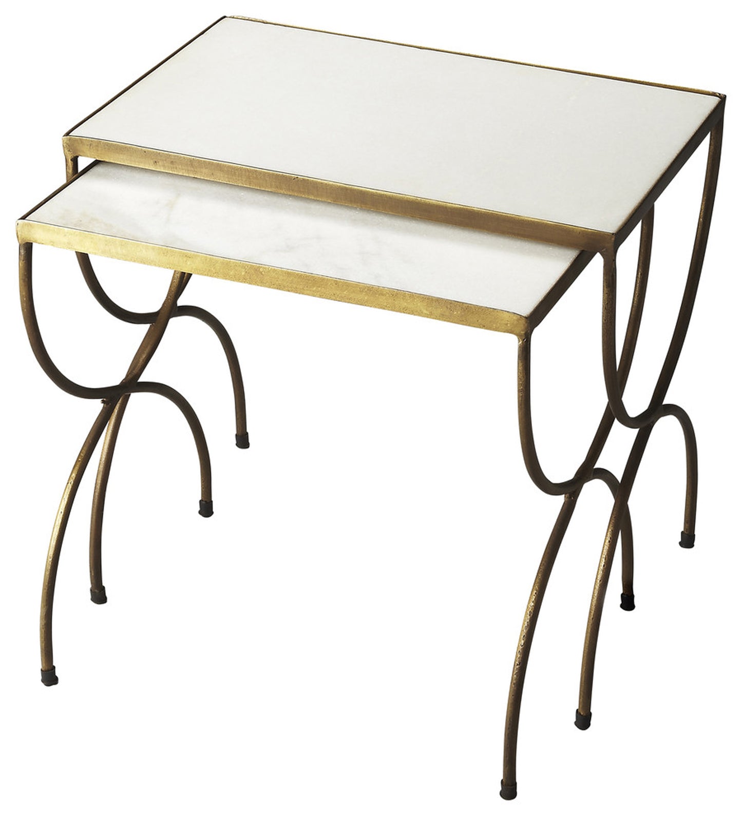 Butler Specialty Company Bacchus Rectangular Marble and Iron Set of 2 Nesting Tables, Multi-Color