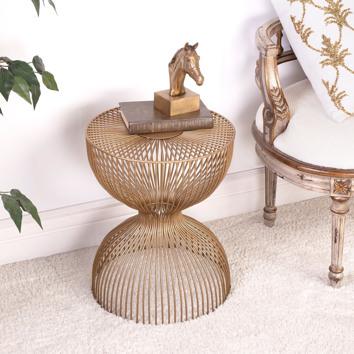 Butler Specialty Company Nicholas 14 in. W Round Metal Side Table, Gold