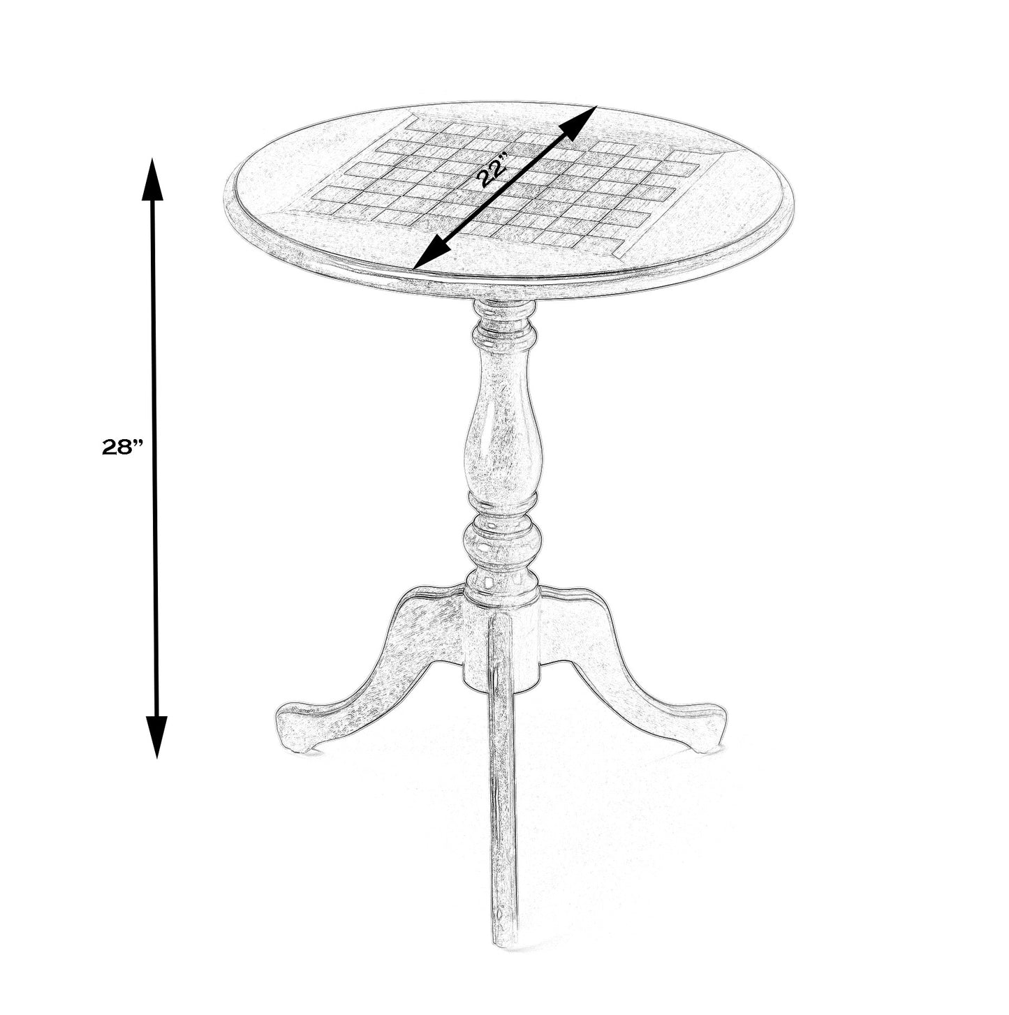 Butler Specialty Company Colbert 22 in. W Round Wood Pedestal Game/Accent Table, Dark Brown