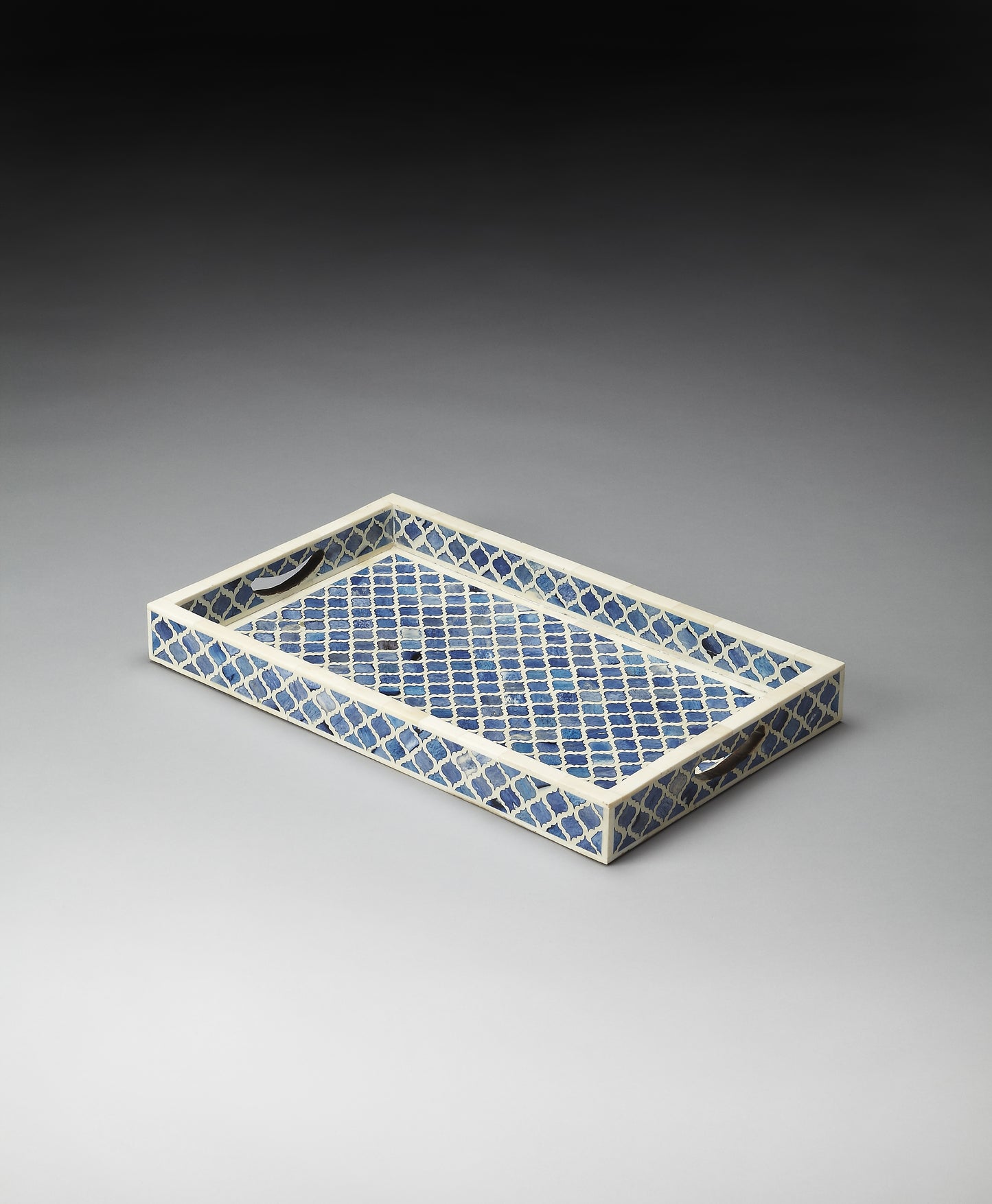 Butler Specialty Company Meknes 12 in. W Rectangular Bone Inlay Serving Tray, Blue