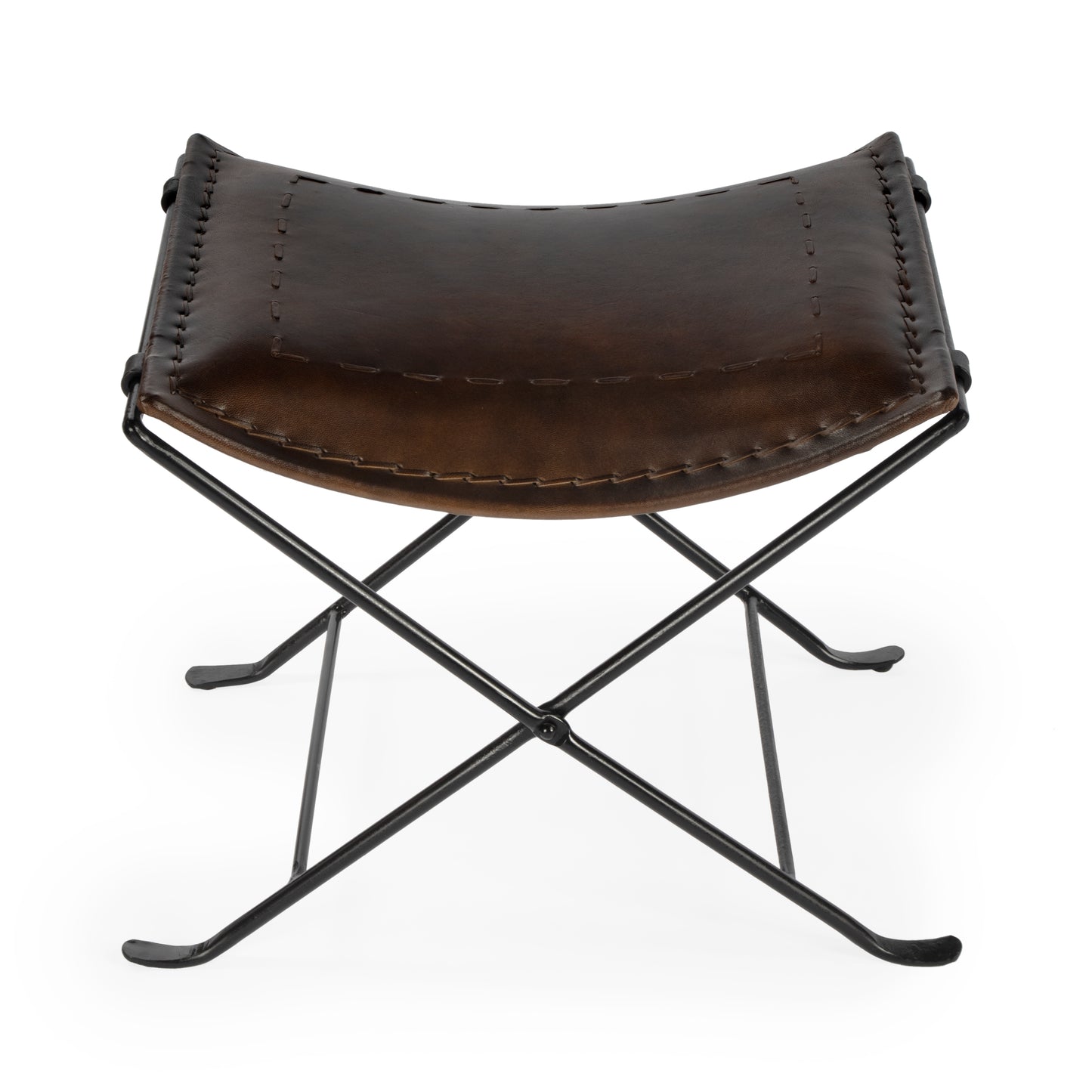 Melton Leather 21.5"W Accent Stool in Dark Brown 3722117