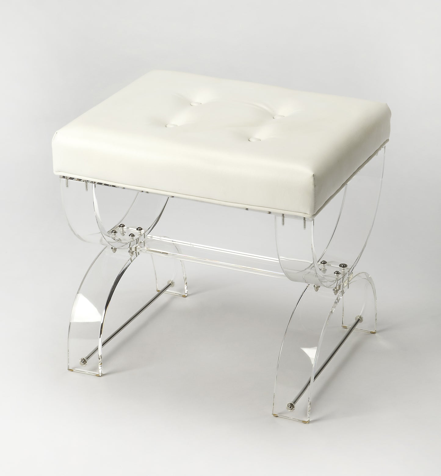 Butler Specialty Company Morena 20.5 in. W Rectangular Acrylic Vanity Stool, Clear, White