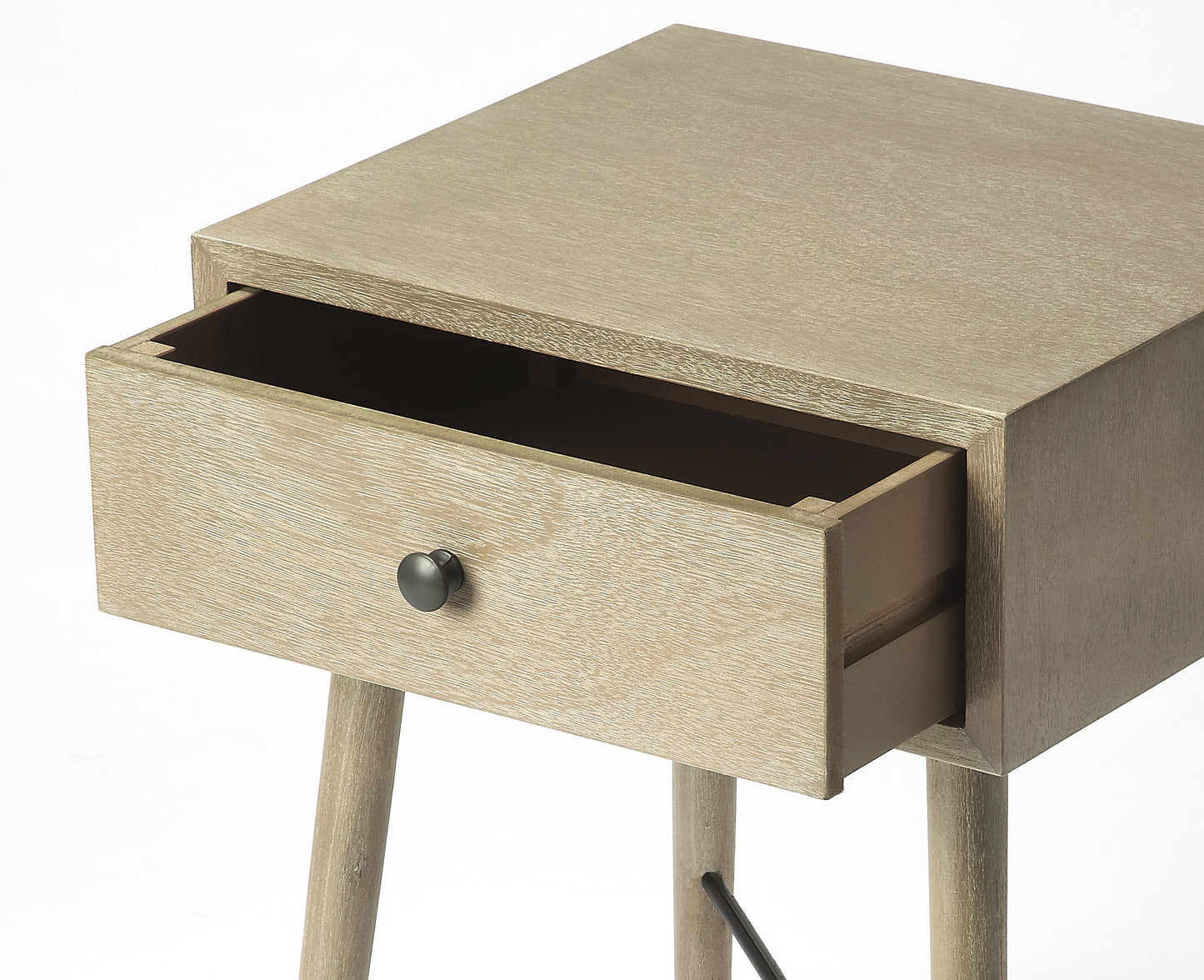 Butler Specialty Company Delridge 16 in. W Rectangular Wood Mid-Century Modern 1 Drawer End Table, Gray, Tan/Beige