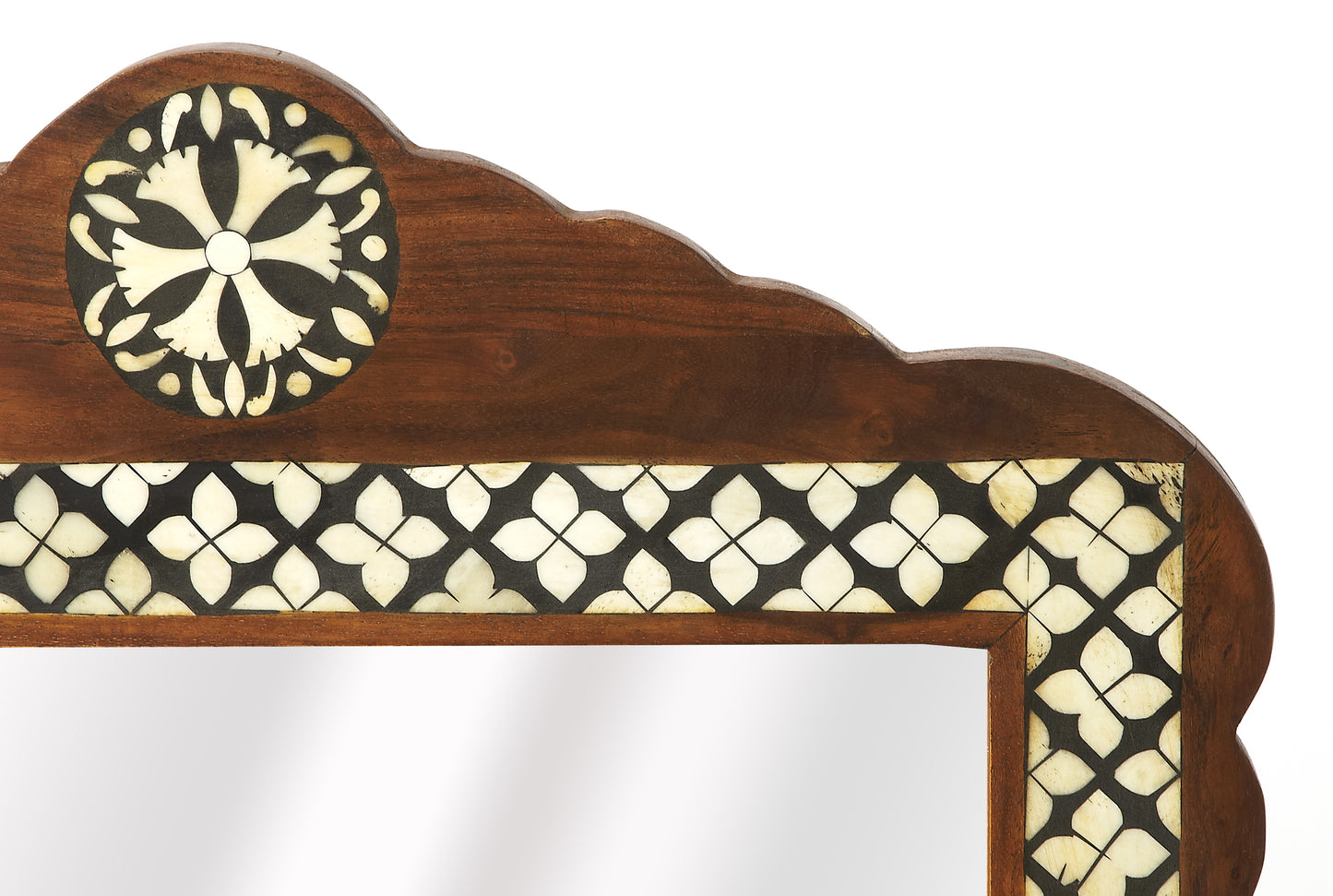 Gabby Wood & Bone Inlay Wall Mirrored in Medium Brown 3879338