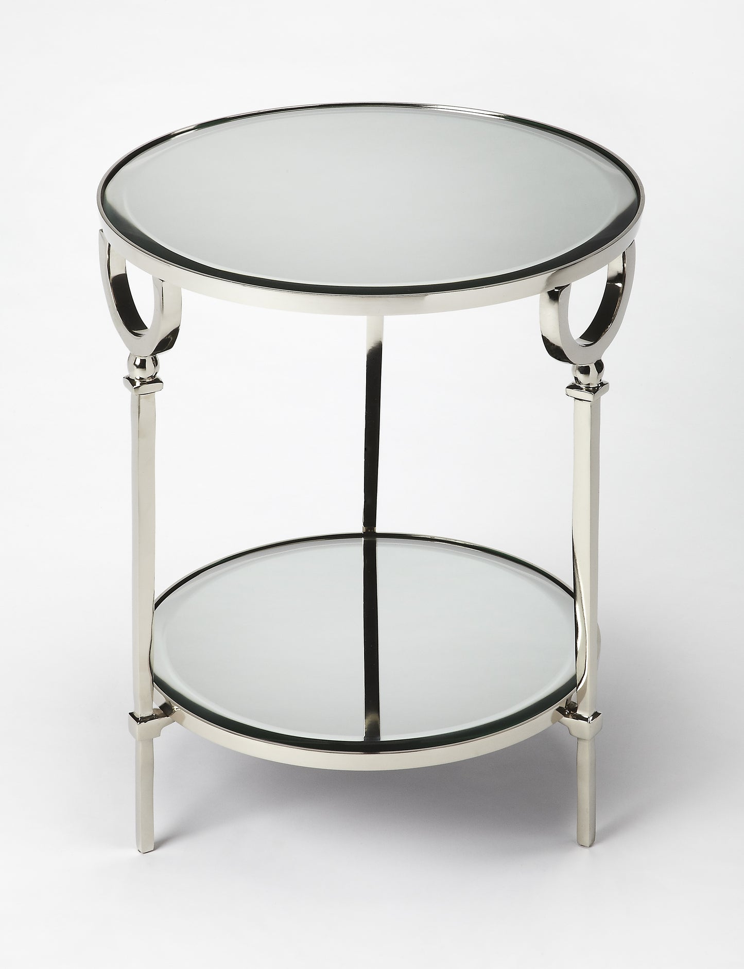 Jolene Metal & Mirrored Side Table in Silver 3940140