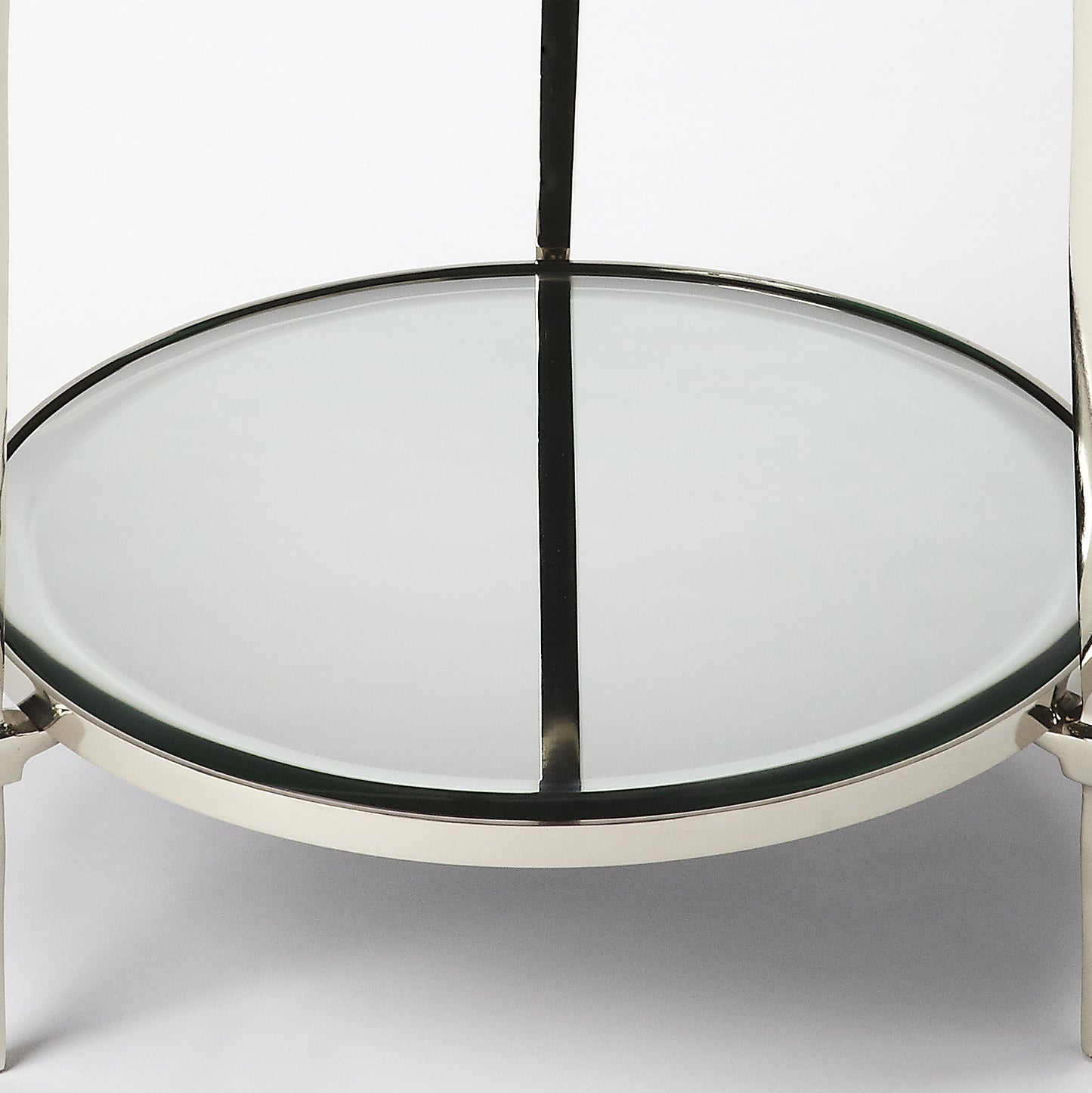 Butler Specialty Company Jolene 17 in. W Round Mirrored and Metal Side Table, Silver
