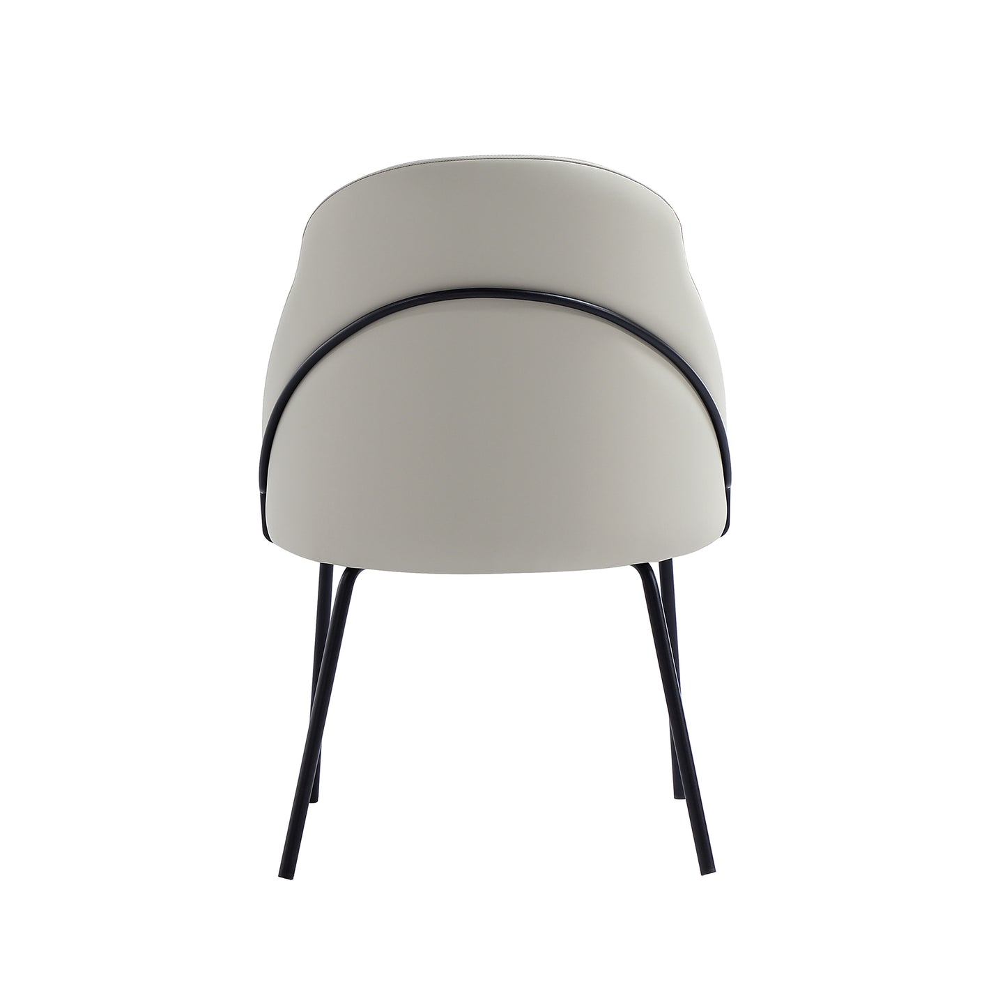 Gracie Modern Metal Vegan Leather Dining Chair in Stone Gray and Black - Set of 4 4-DC100-BST