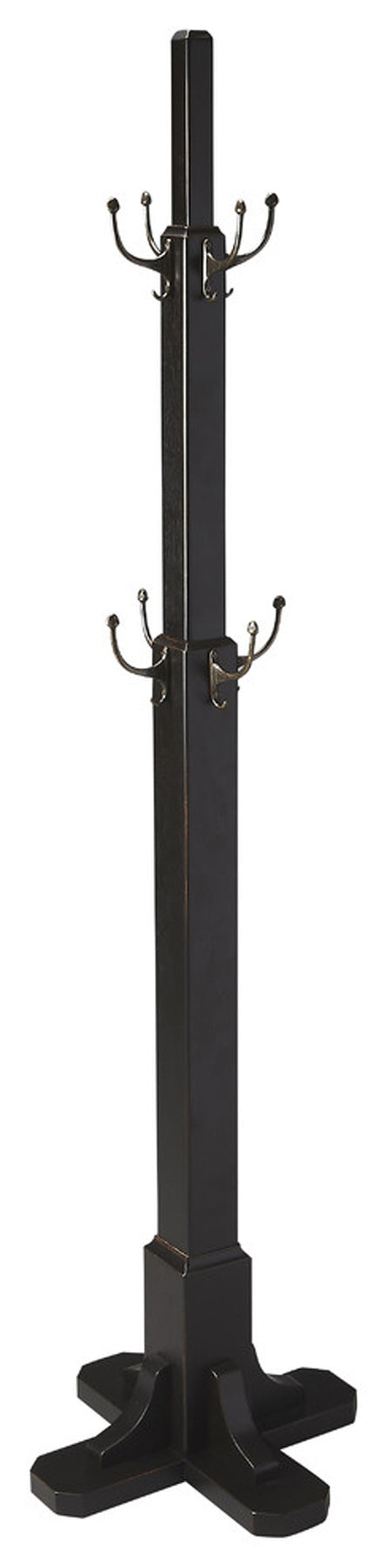 Butler Specialty Company Webster 68.5 in. H Wood and Metal Freestanding 8 Double Hook Coat Rack, Black