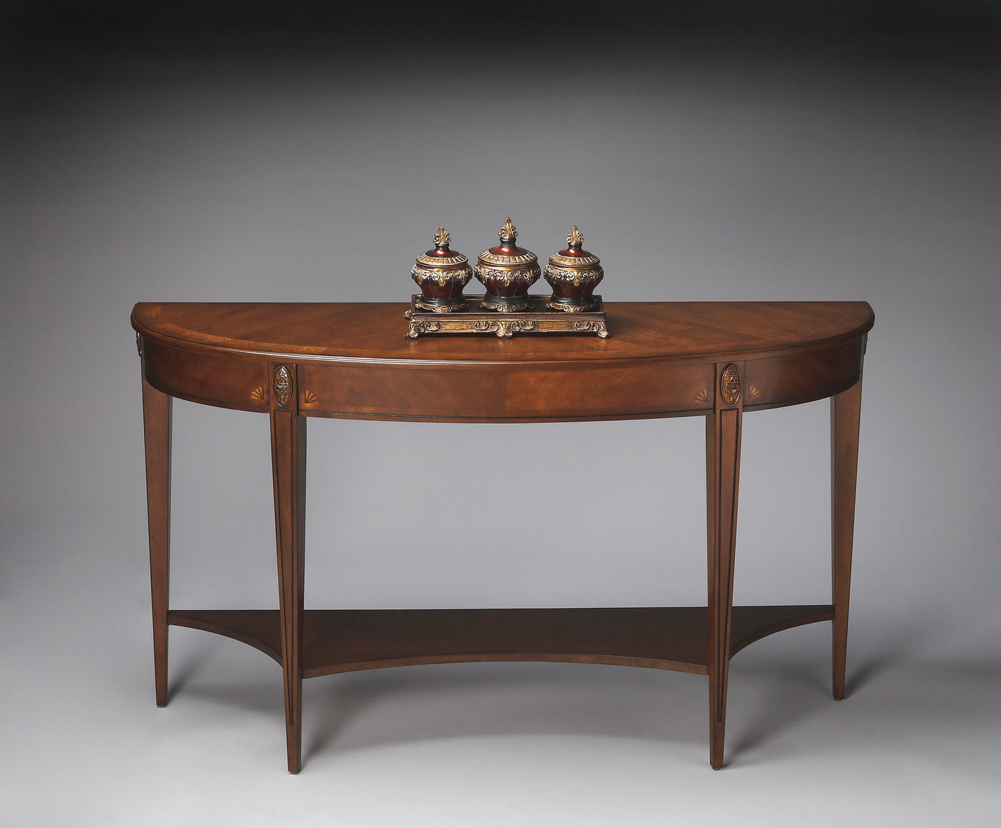 Butler Specialty Company Astor 54"W Demilune Console Table, Dark Brown
