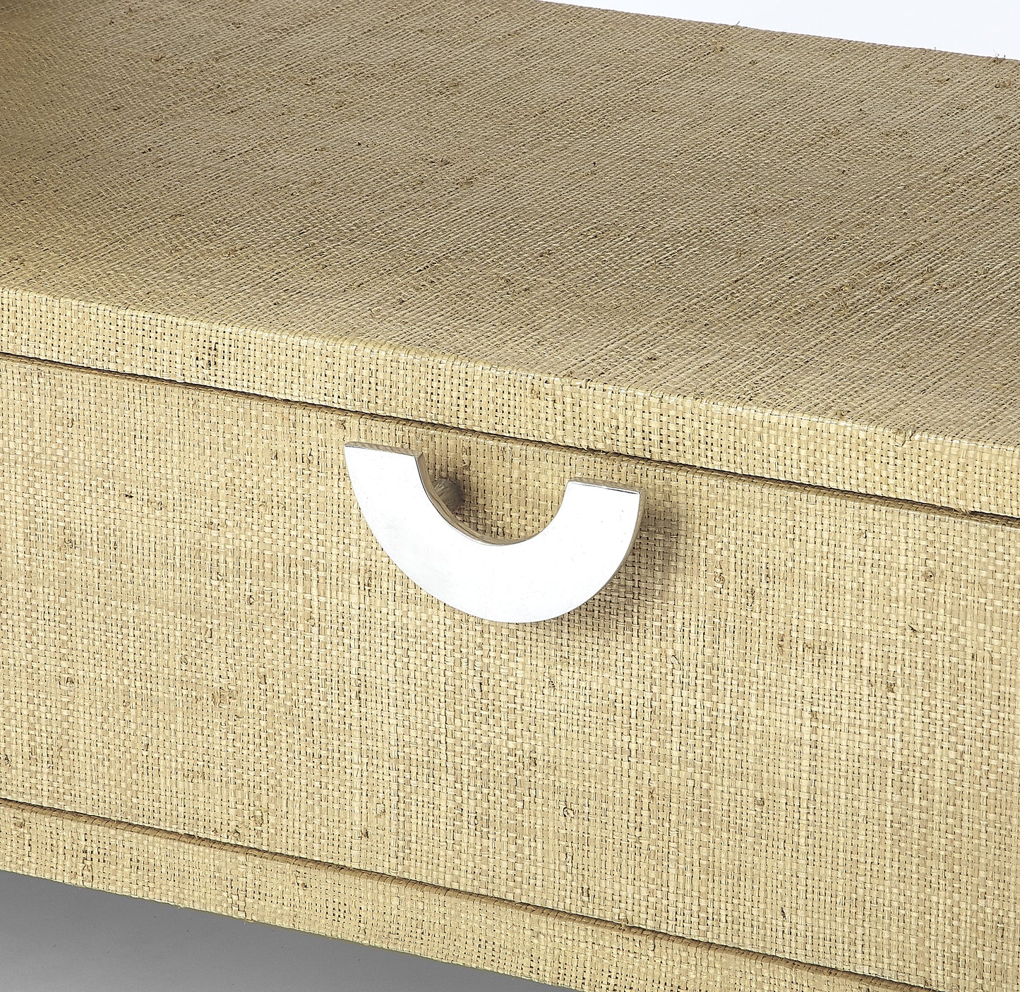Amelle Raffia Console Table in Cream,Yellow 4358349