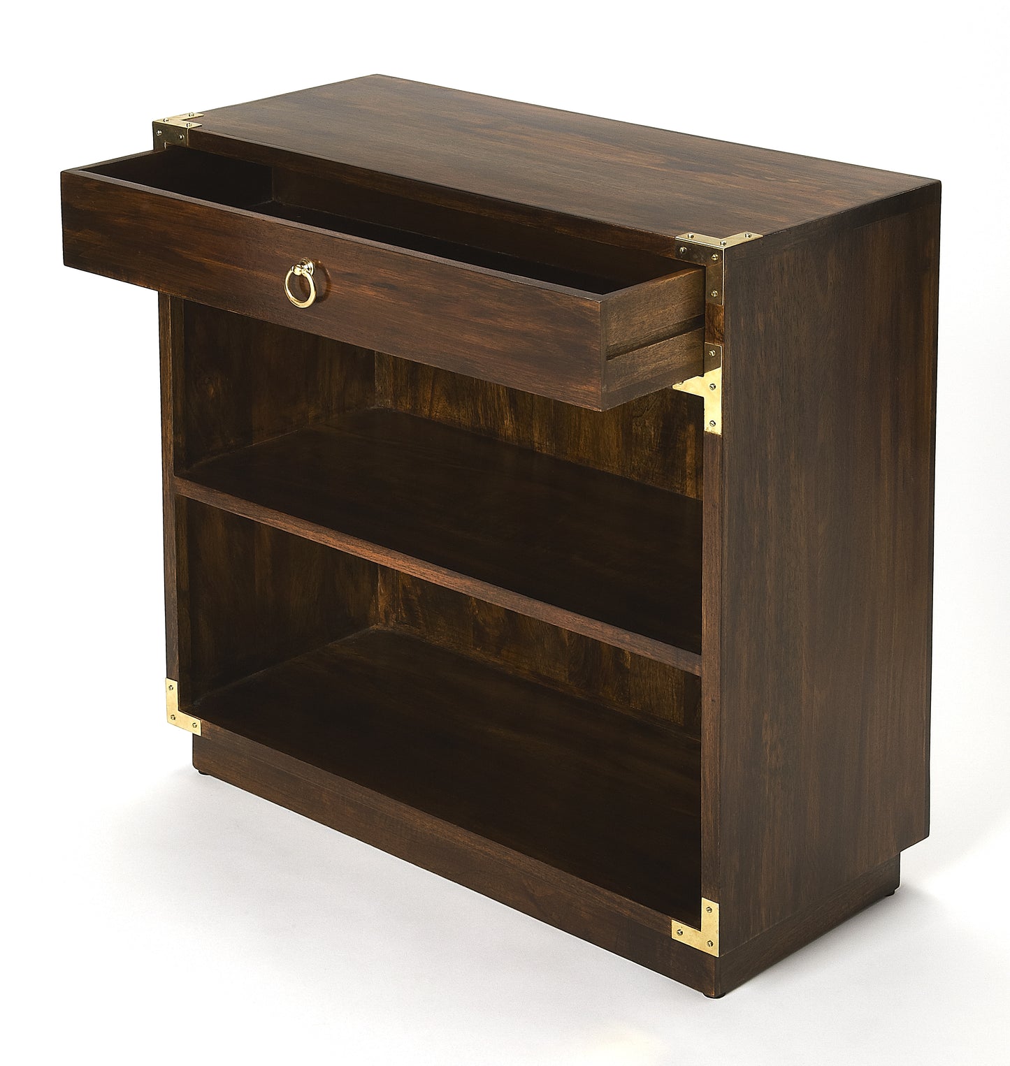 Forster Campaign 2 Shelf 28"W Bookcase with Storage in Dark Brown 4457354