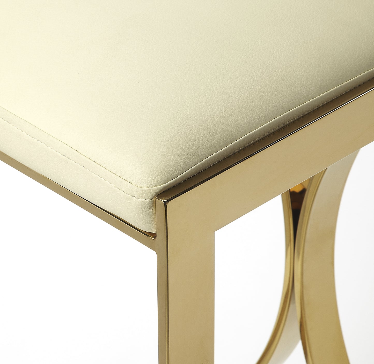 Butler Specialty Company Natalya 24 in. Seat Height Square Upholstered and Metal Backless Counter Stool with Footrest, Gold
