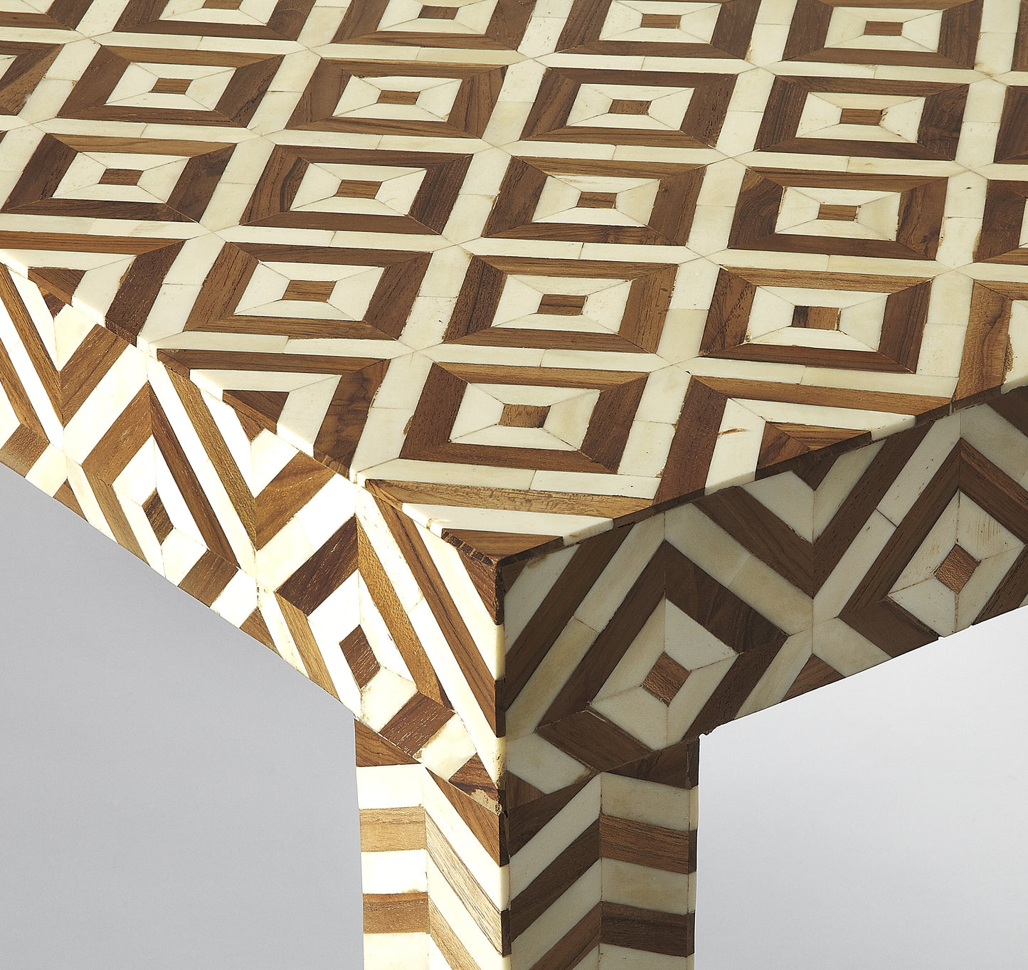 Crispin Wood & Bone Inlay 48"W Bench in Light Brown 4498338