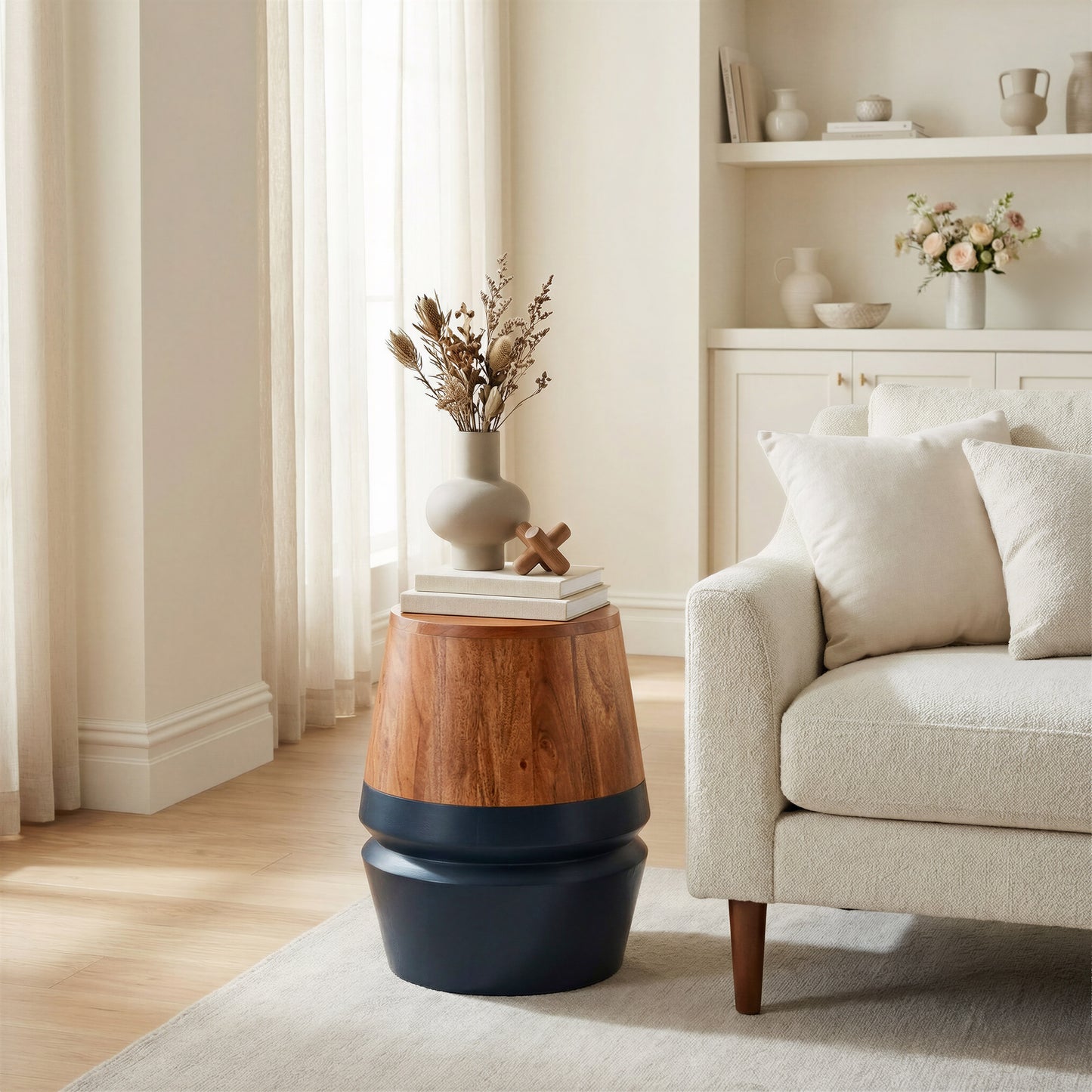 Tornos Side Table Walnut & Deep Blue - 7