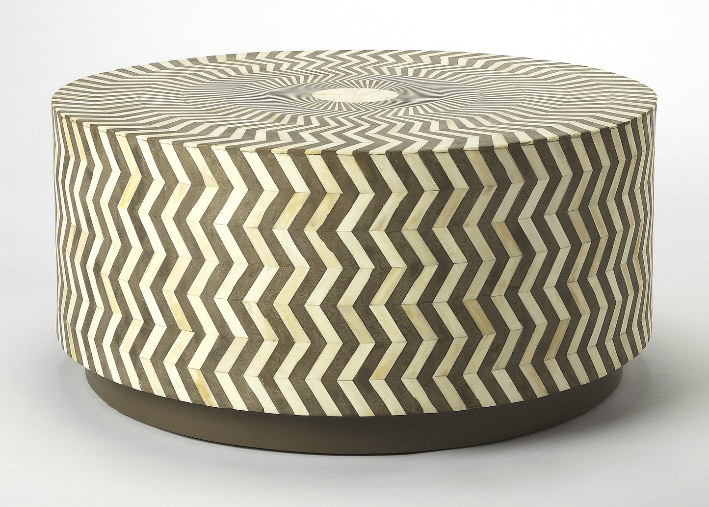 Chevron Bone Inlay Coffee Table in Taupe 5247321