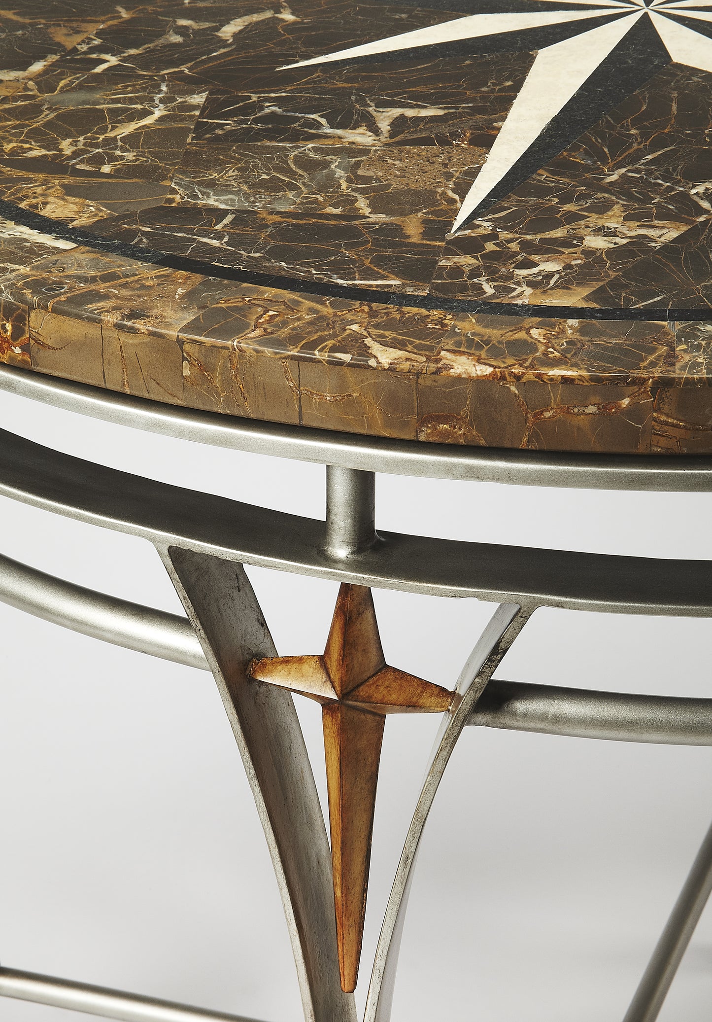 Regina Fossil Stone & Metal 36"Foyer Table in Multi-Color 5277025