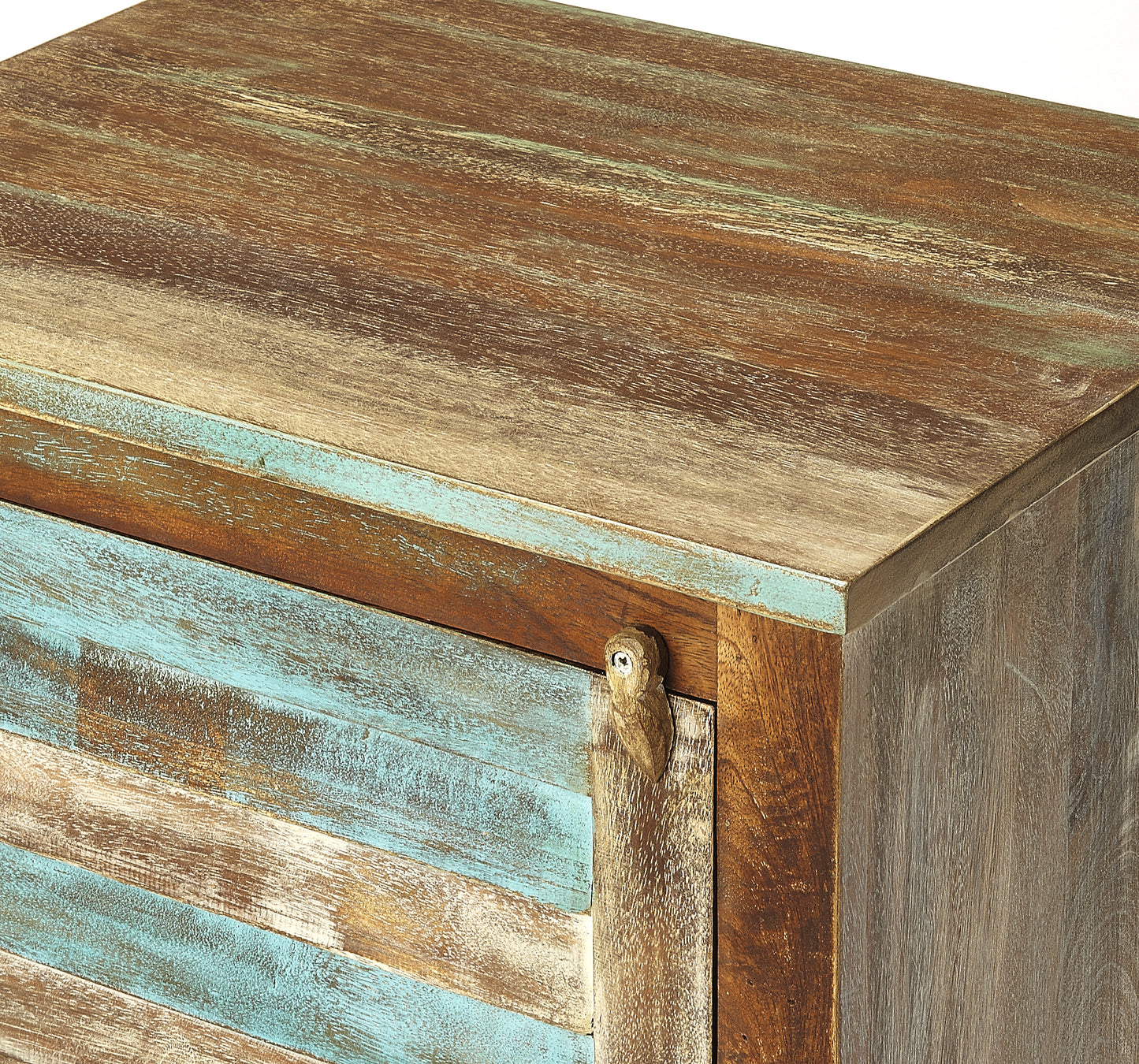 Butler Specialty Company Rustic 18.25 in. W Rectangular Shutter Painted Accent Cabinet with Storage, Multi-Color