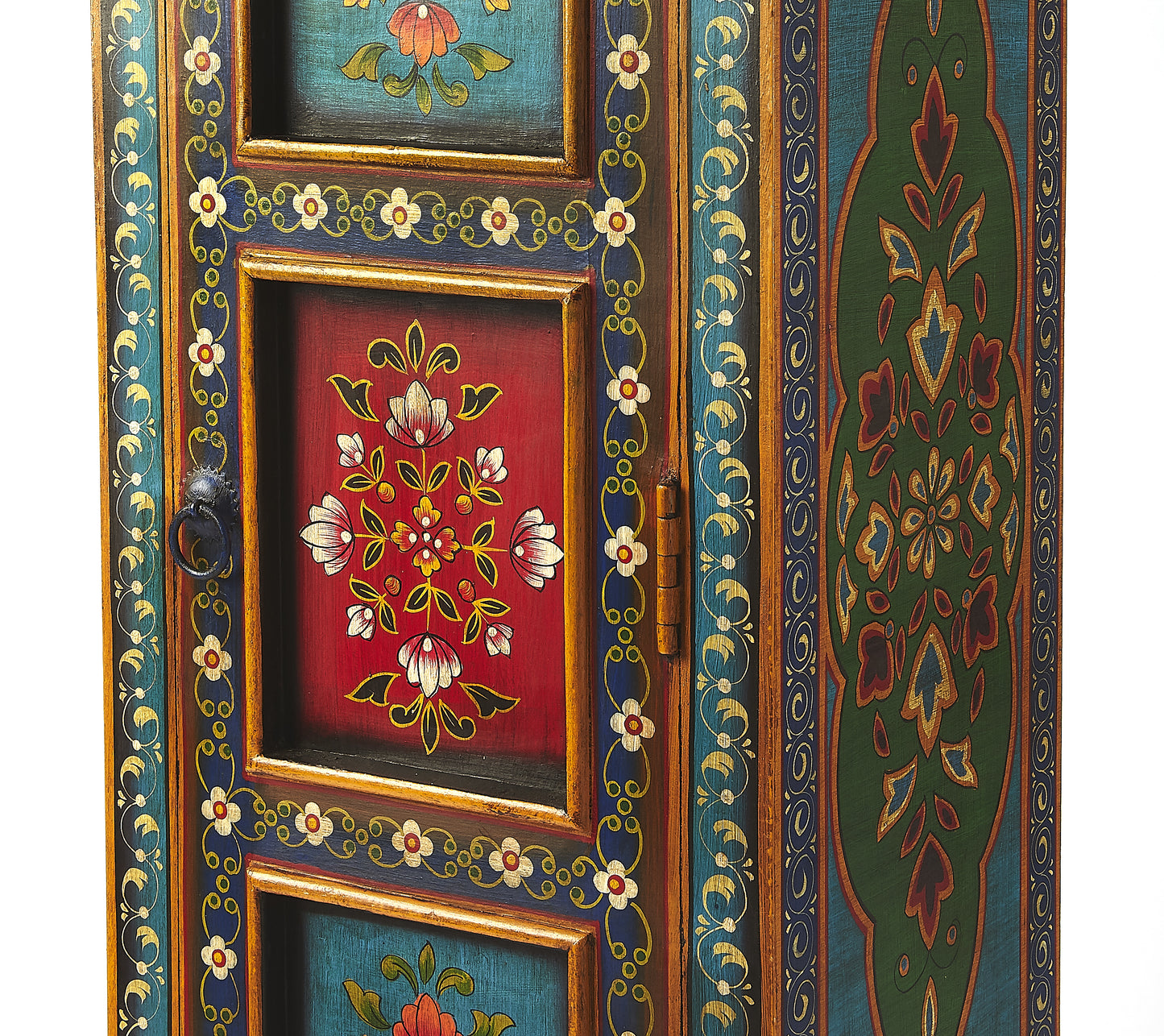 Butler Specialty Company Amir 16 in. W x 60 in. H Wood Hand Painted Tall Cabinet with Storage, Multi-Color