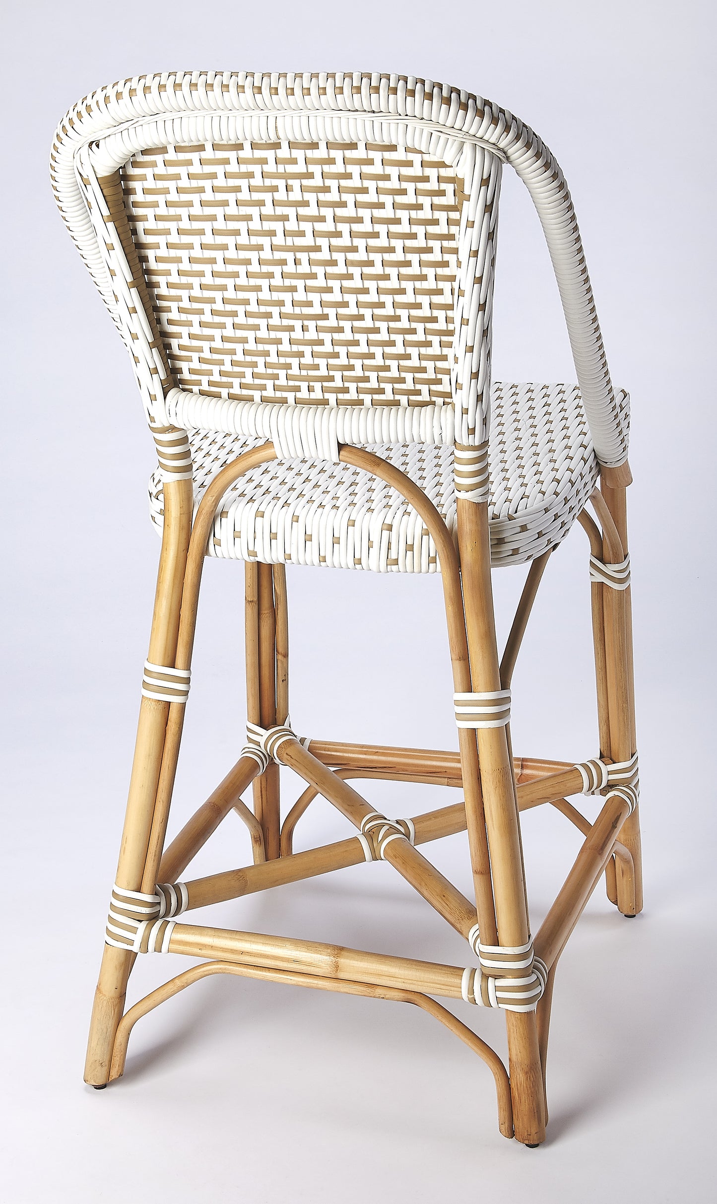 Solstice Rattan 25" Counter Stool in White and Tan Dot 5399415