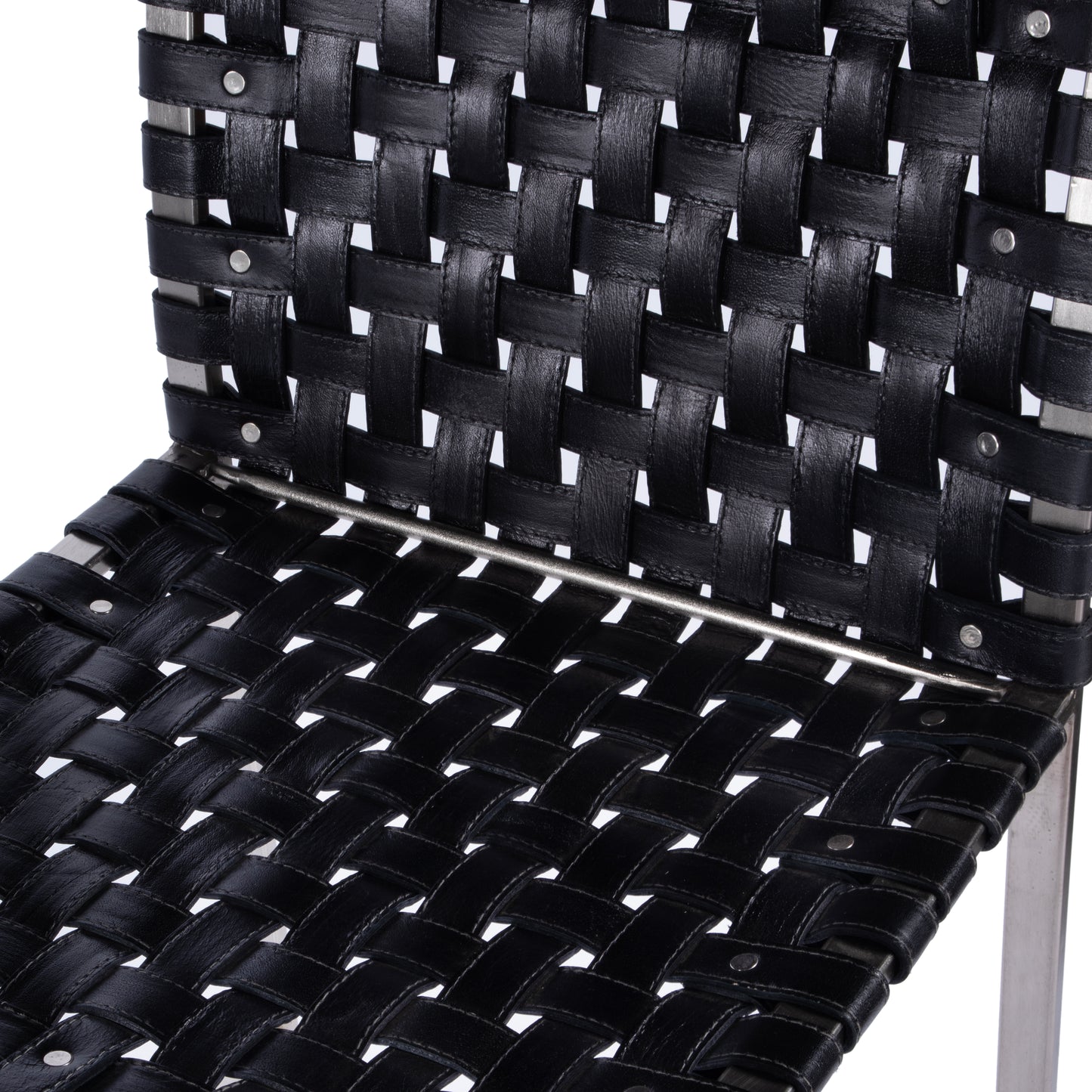 Butler Specialty Company Urban 30 in. Seat Height Rectangular Woven Leather Bar Stool with Back, Black