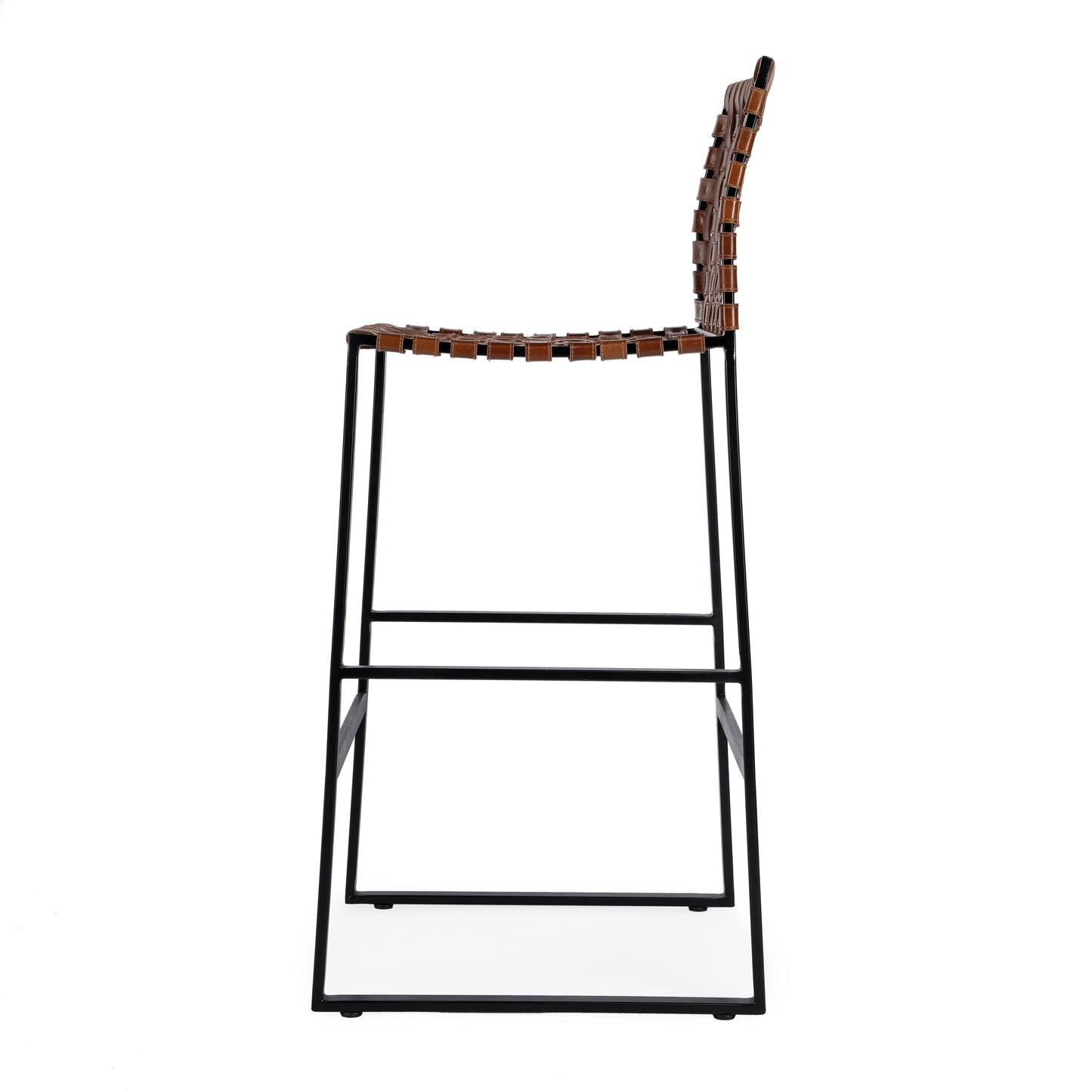 Butler Specialty Company Urban 30 in. Seat Height Rectangular Woven Leather Bar Stool with Back, Medium Brown