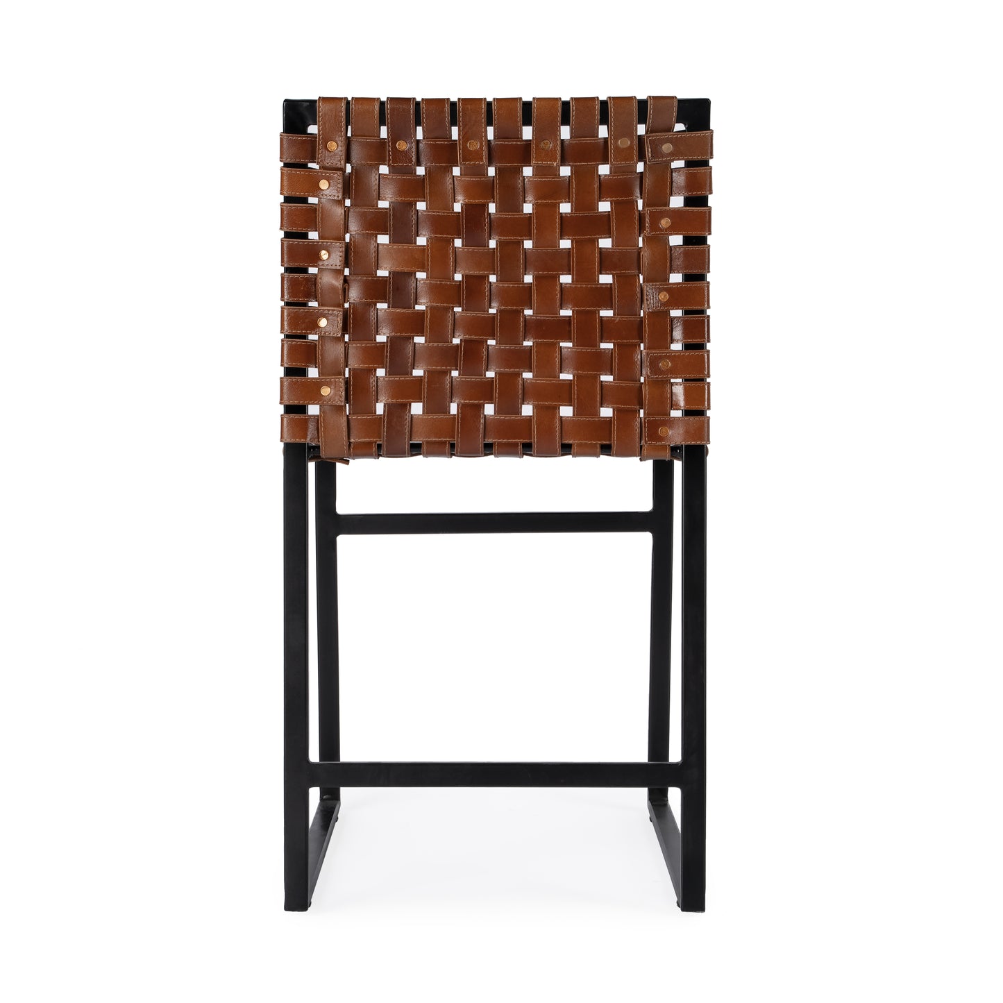 Butler Specialty Company Urban 24.5 in. Seat Height Woven Leather Side Chair, Medium Brown