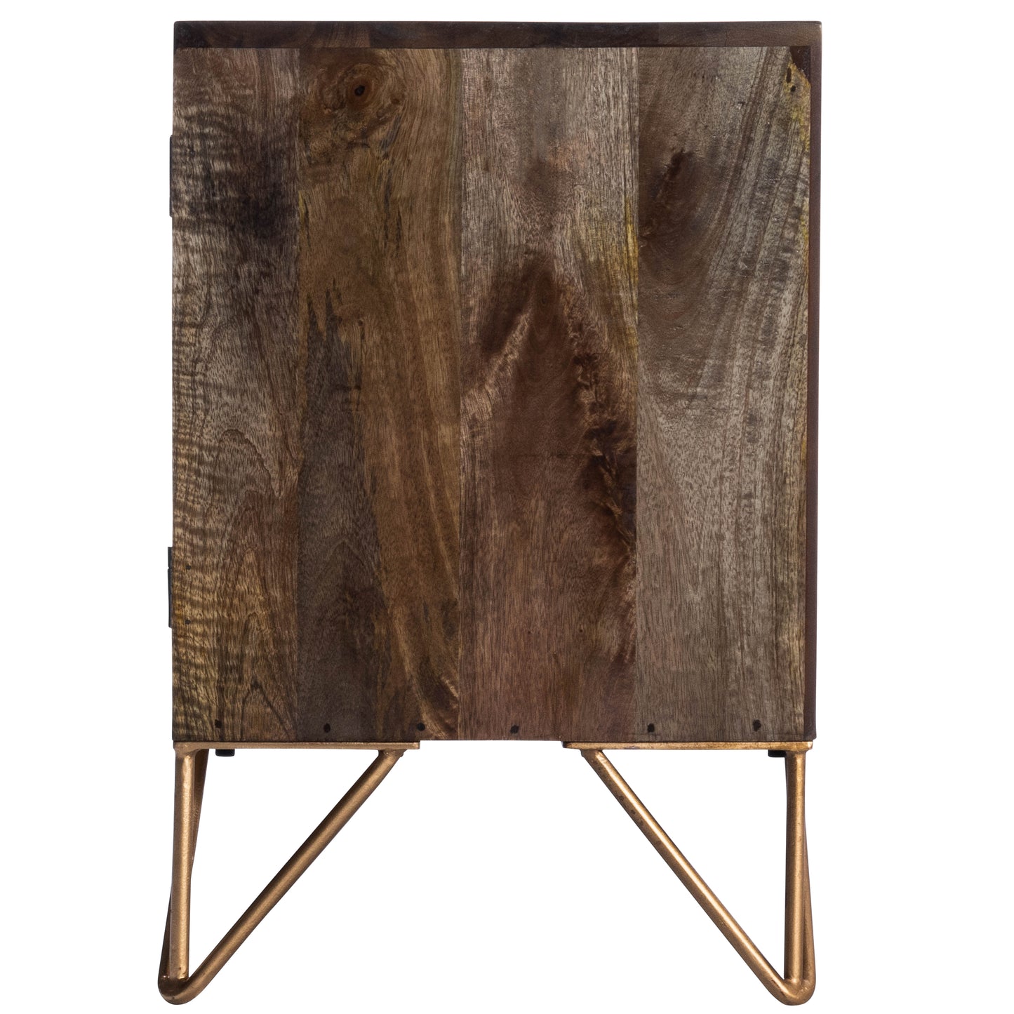 Alda 47" Wood & Brass Metal Inlay 47.25" Tv Stand in Medium Brown 5478140