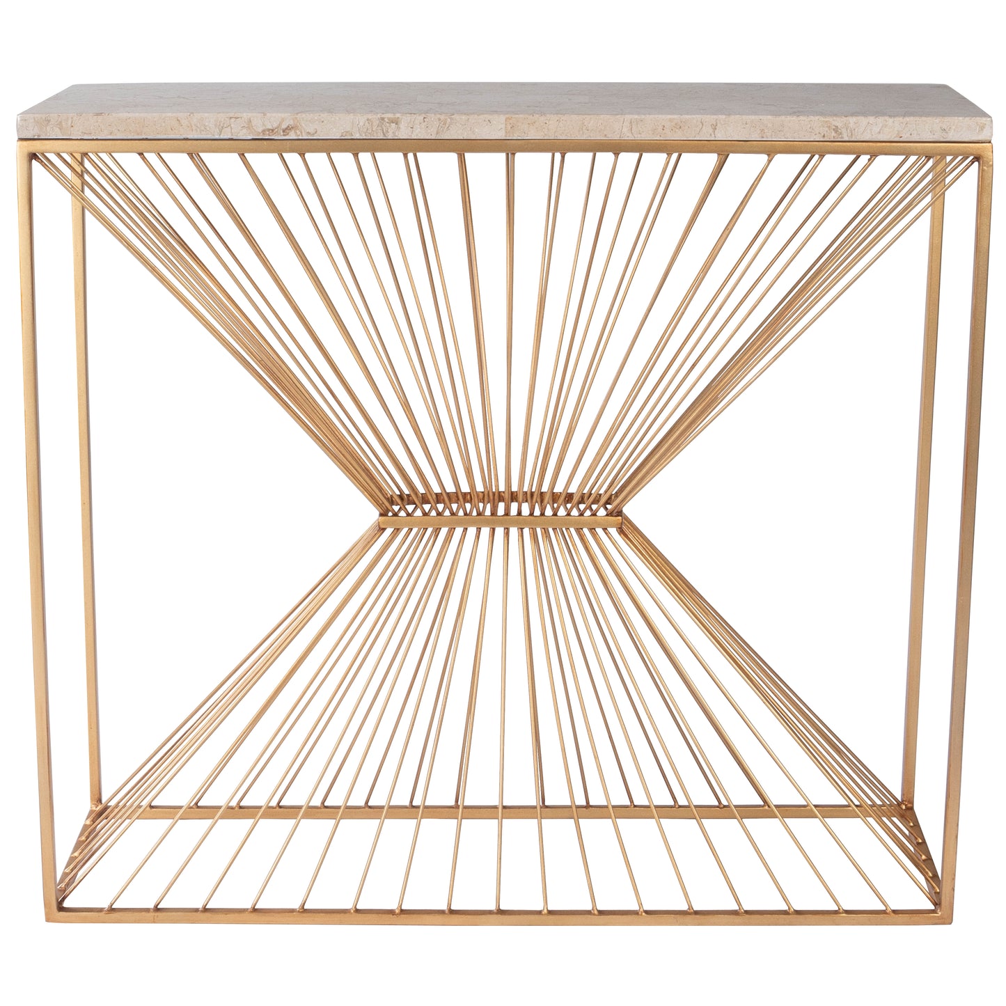Cosmo Fossil Stone & Metal Console Table in Gold 5485350
