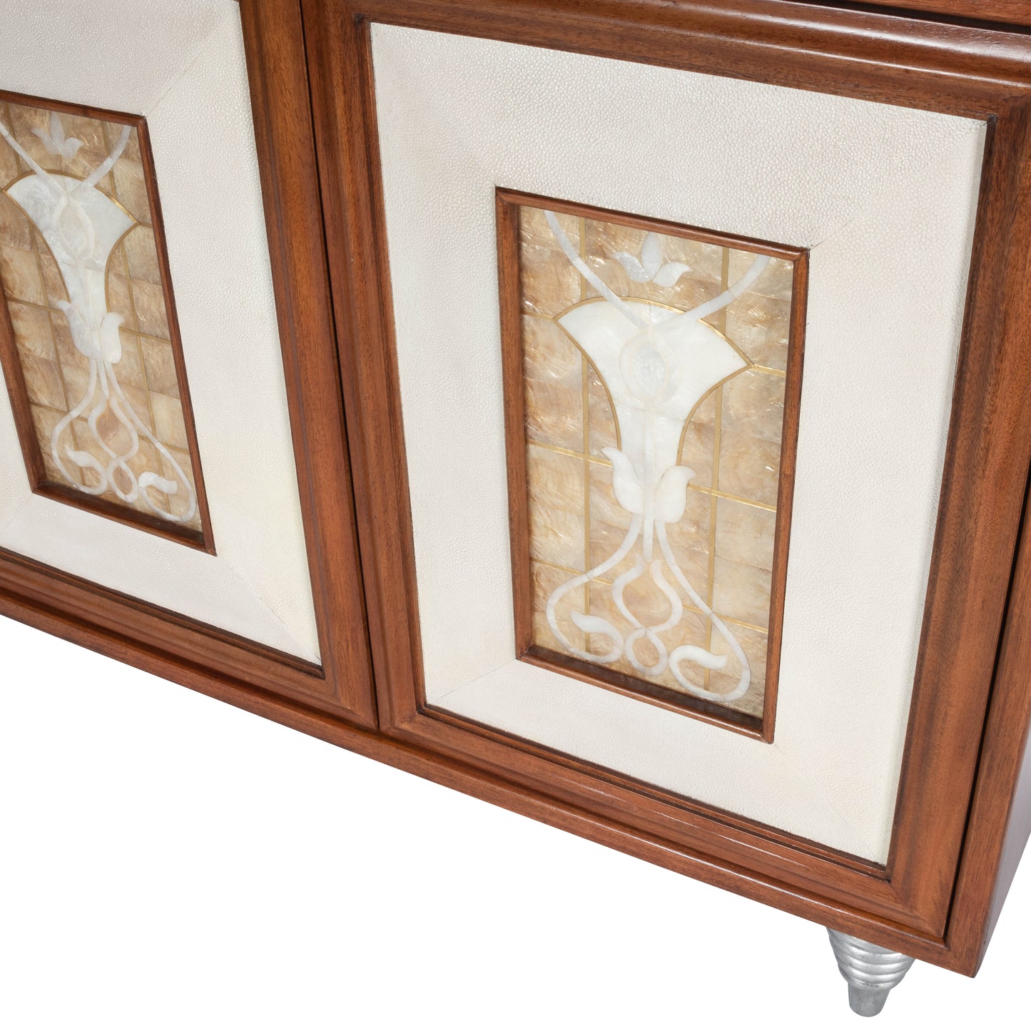 Shelly Leather & Capiz Shell Inlay 55" Sideboard in Medium Brown 5486350