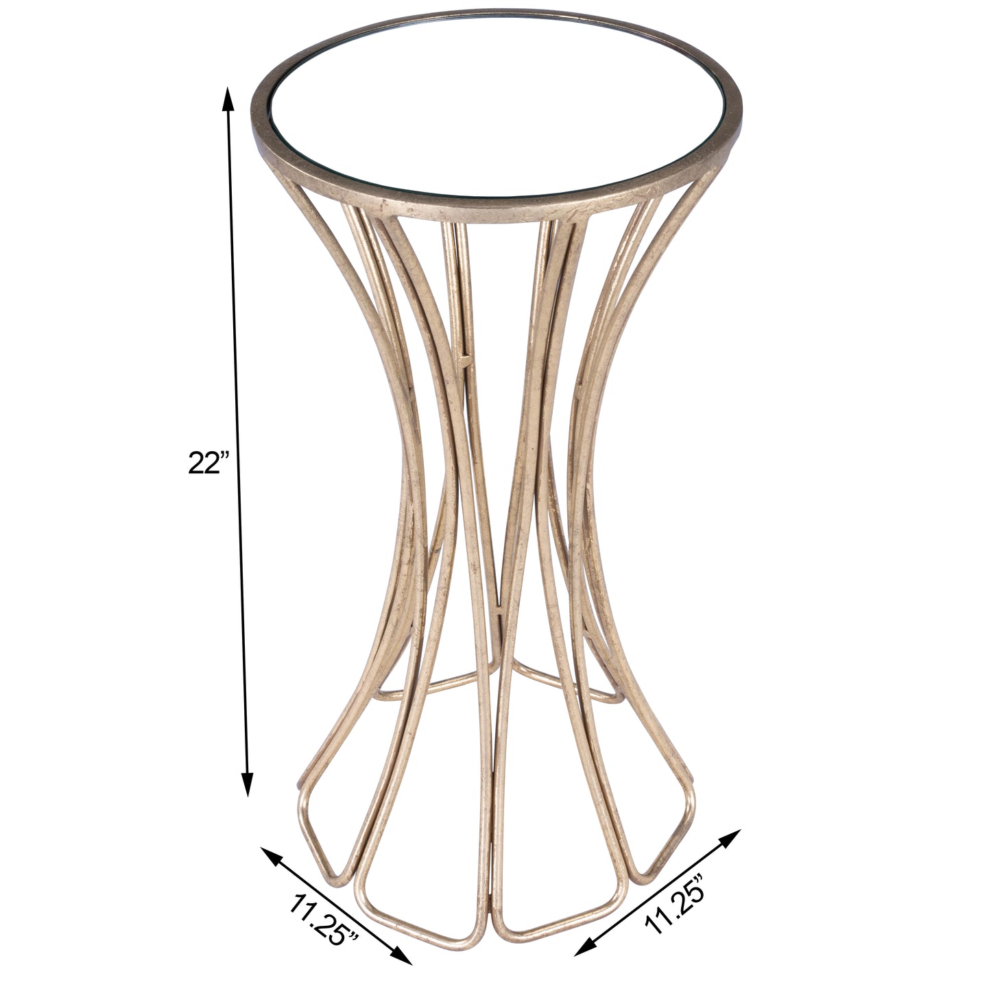 Butler Specialty Company Faruh 11.25 in. W Round Metal and Mirrored Glass Side Table, Silver