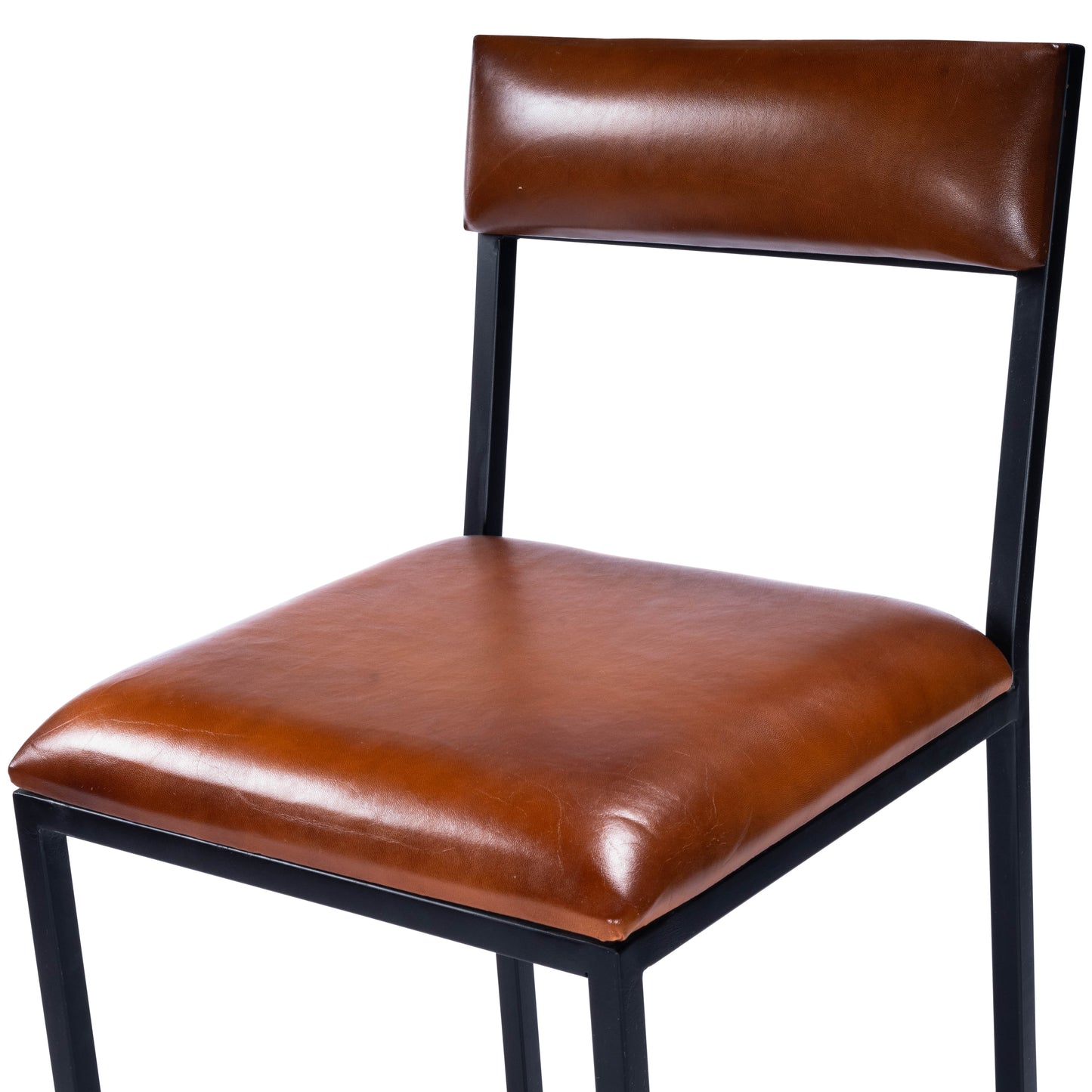 Butler Specialty Company Lazarus 27 in. Seat Height Leather and Metal Counter Stool, Medium Brown