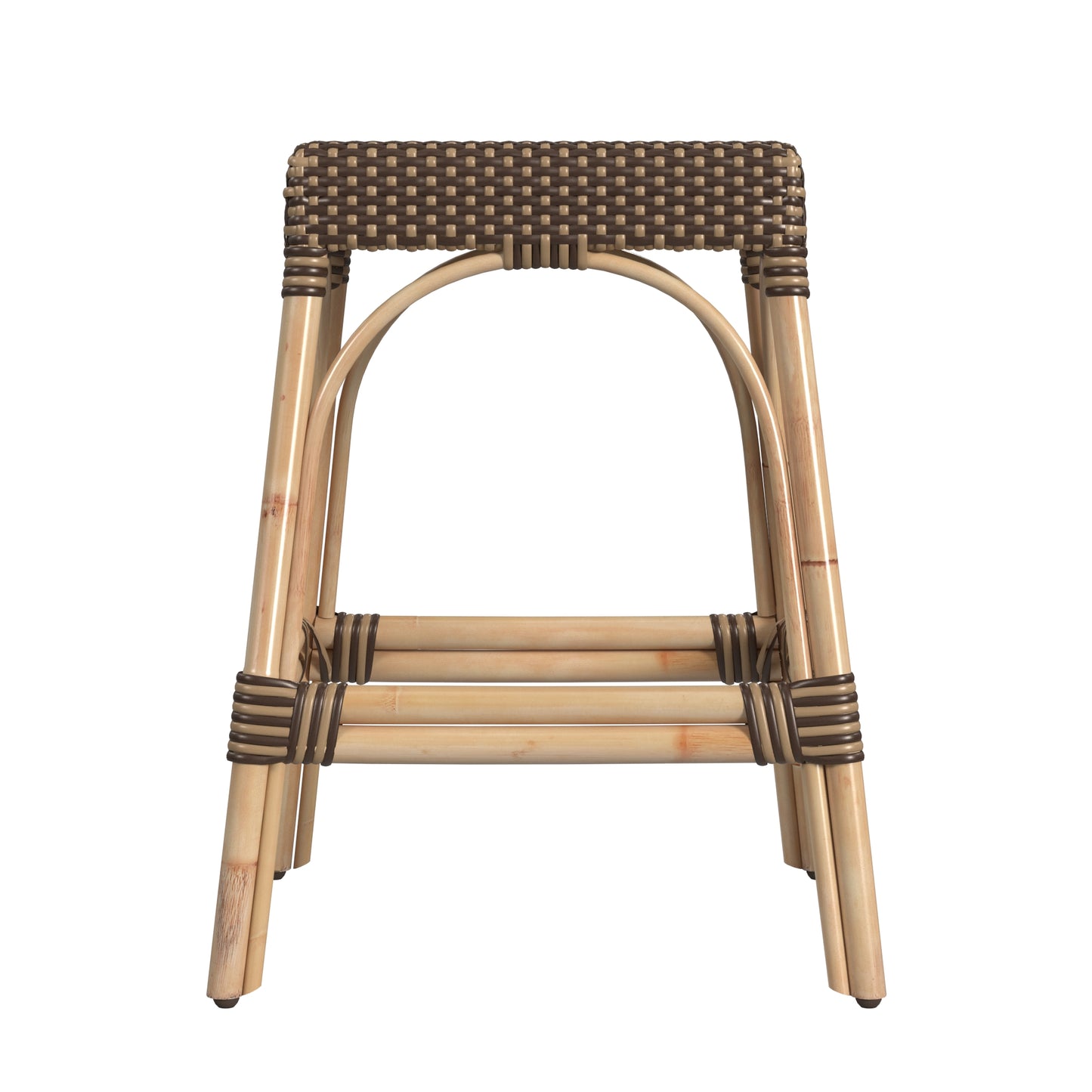 Robias Rectangular Rattan 24.5" Counter Stool in Brown and Tan Dot 5513354