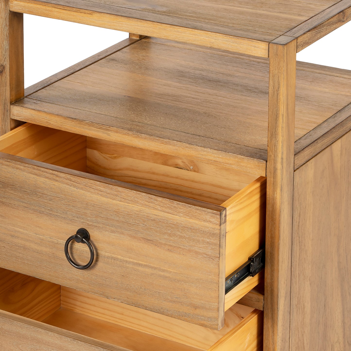 Butler Specialty Company Lark 21 in. W Wood 2 Drawer Nightstand with Open Storage Shelf, Light Brown