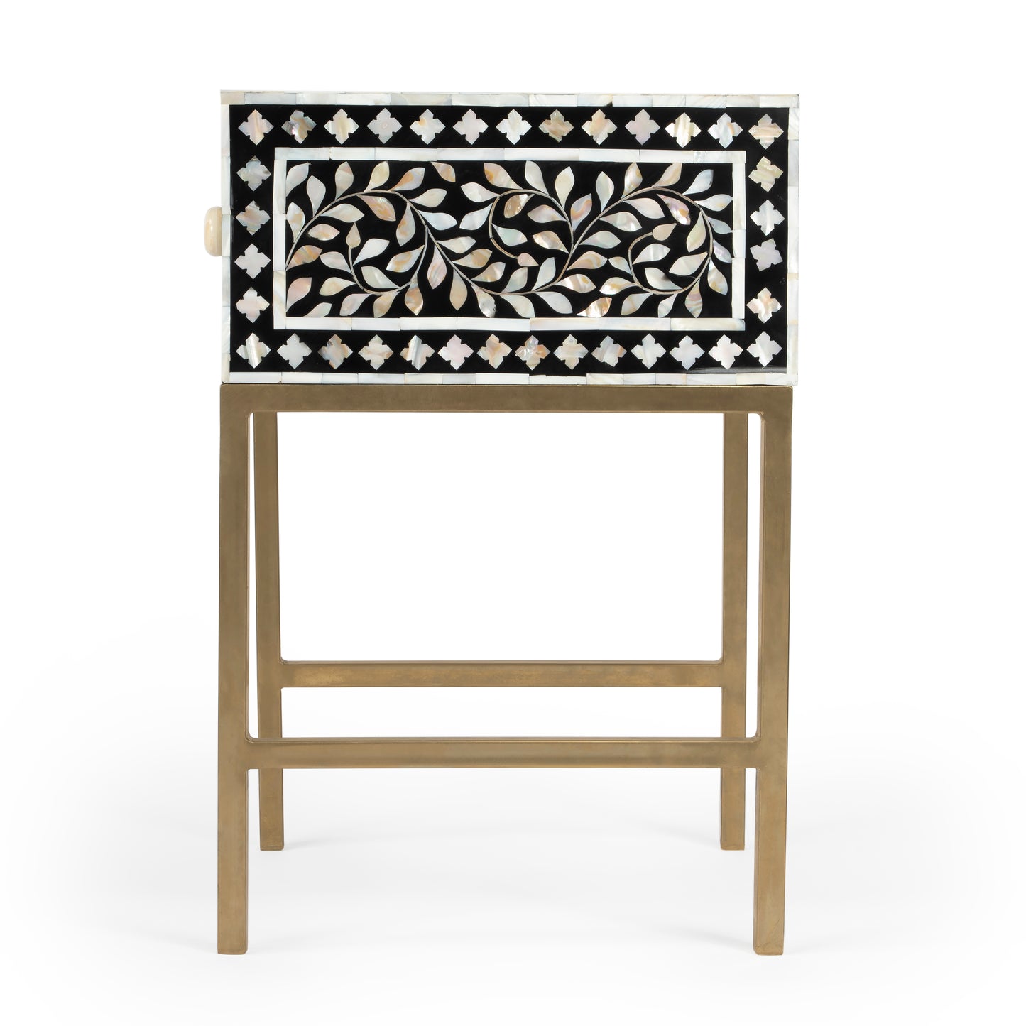 Purgenia Mother Of Pearl Side Table in Black and White,Gold 5532388