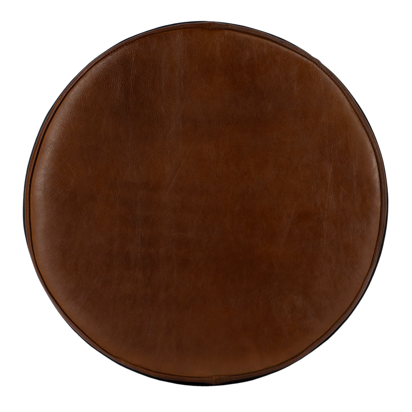 Butler Specialty Company Clyde 25 in. - 34.5 in. Adjustable Height Leather and Metal Backless Bar Stool, Medium Brown