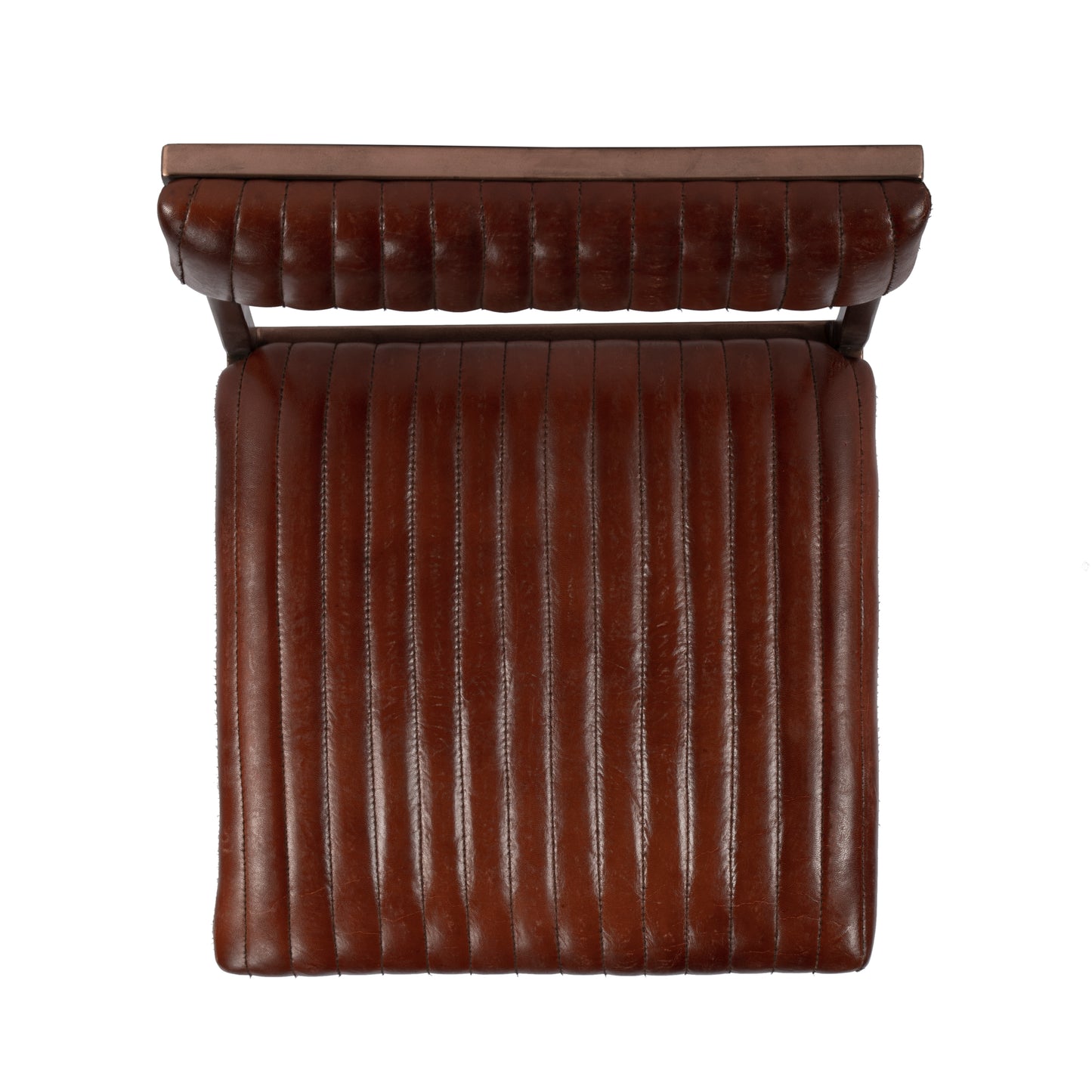 Butler Specialty Company Houston 24 in. Seat Height Leather and Metal Counter Stool, Medium Brown