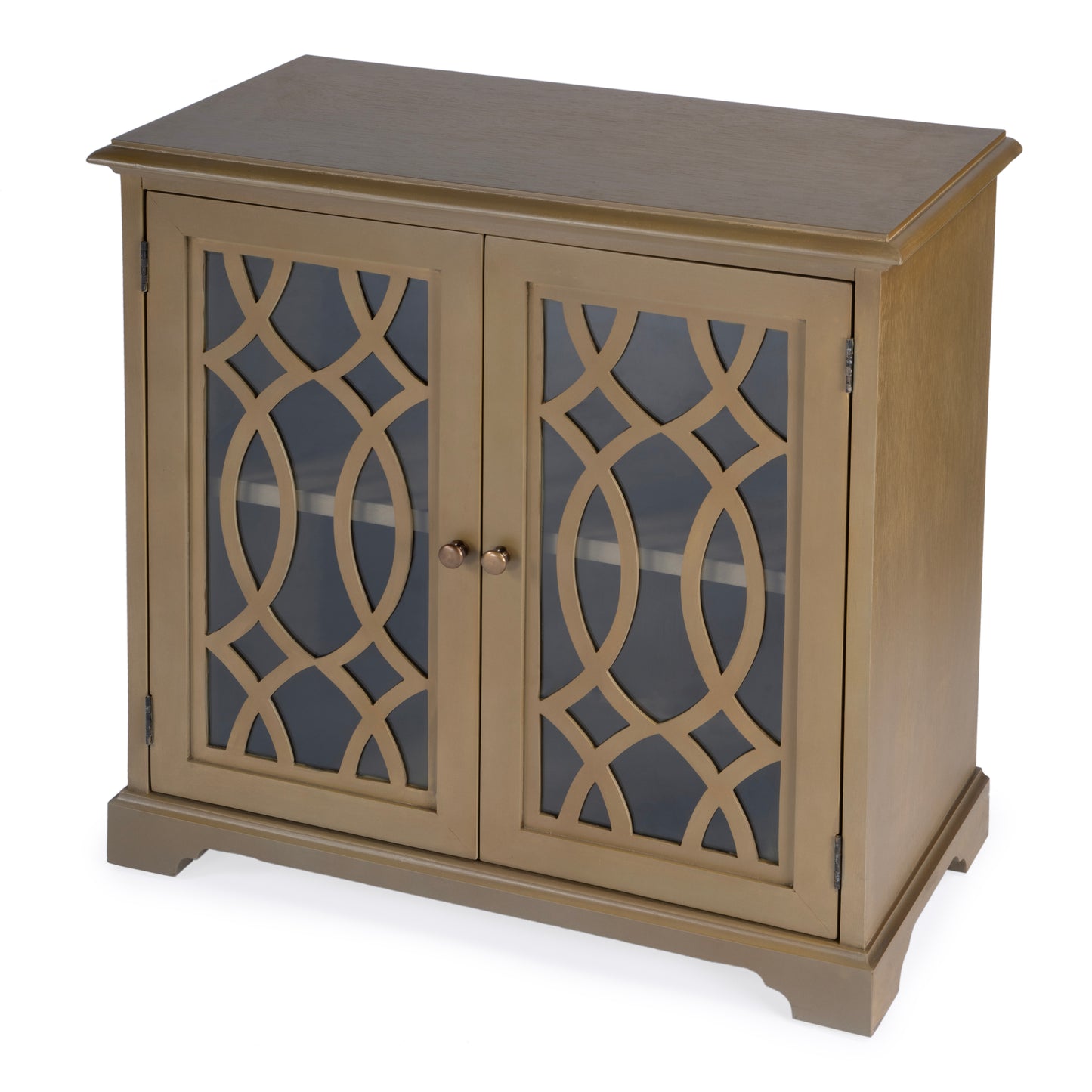 Butler Specialty Company Lee 31 in. W Rectangular Wood and Glass 2 Door Accent Storage Cabinet, Light Brown