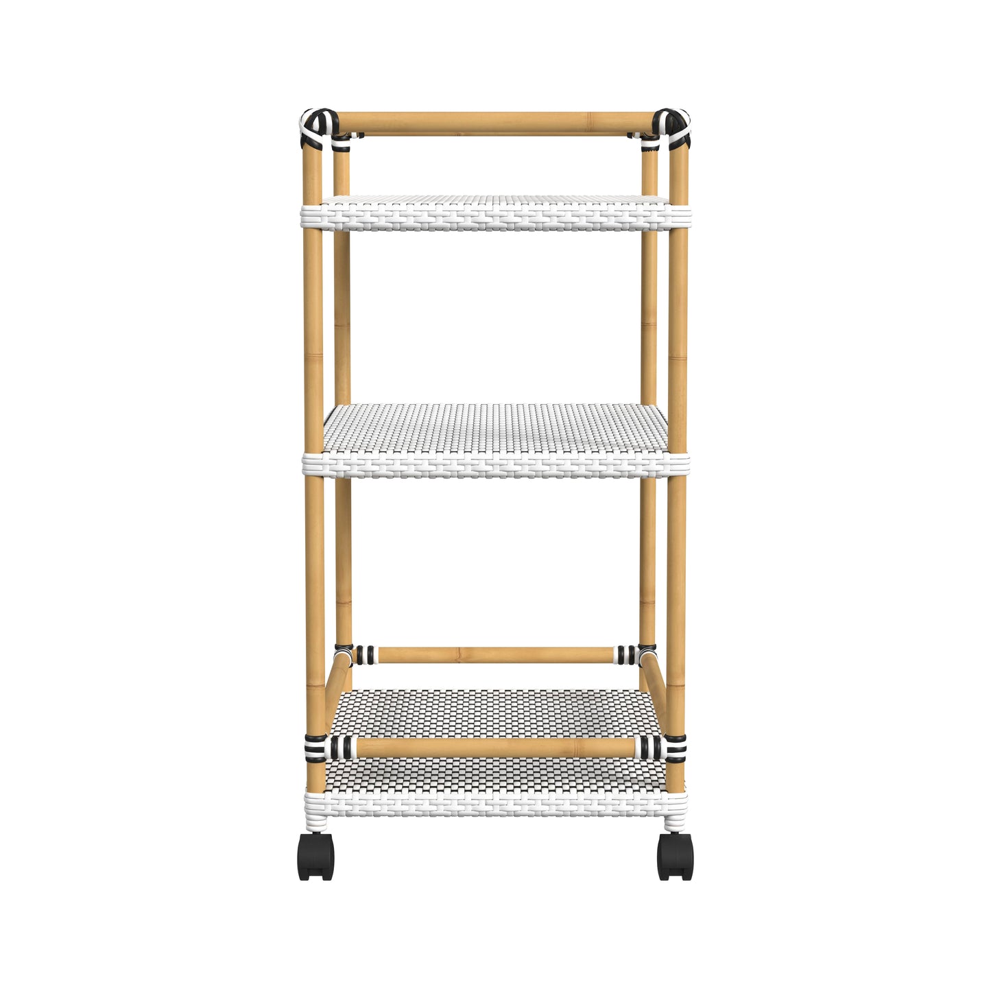 Tobias Outdoor 3- Tier Rattan and Metal Bar Cart in Black,Black and White,White,White and Black 5651434